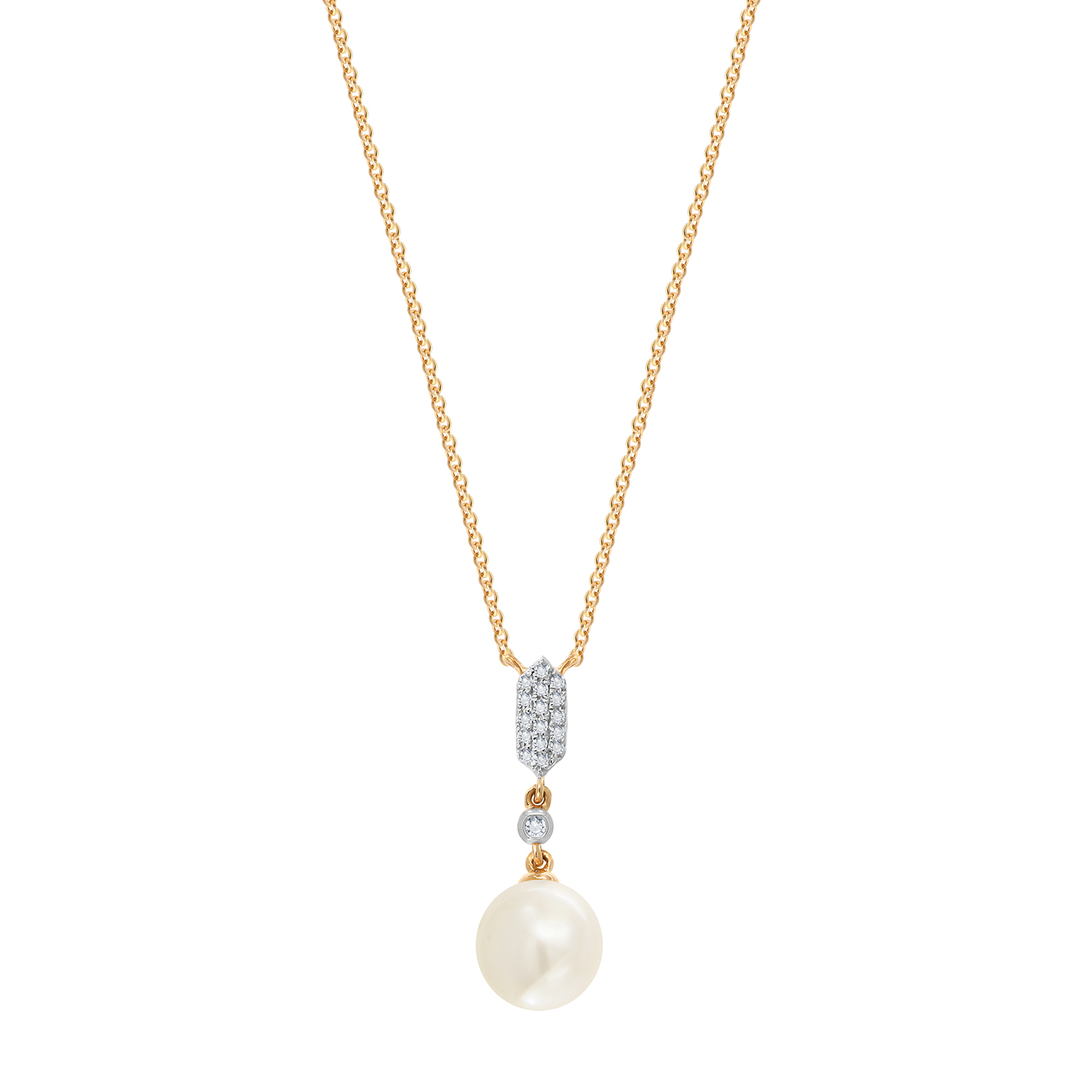 Cadeau 18k Rose Gold Pearl And Diamond Necklace