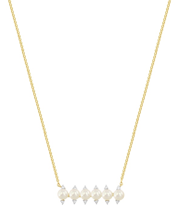 Cadeau Pearl Necklace in 18K Yellow Gold with Diamond