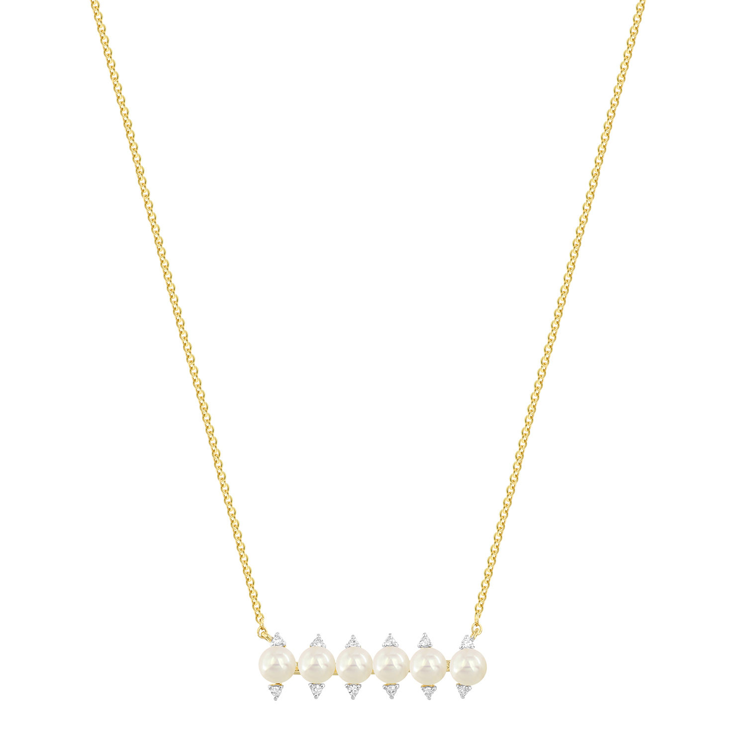 Cadeau 18k Yellow Gold Pearl And Diamond Necklace