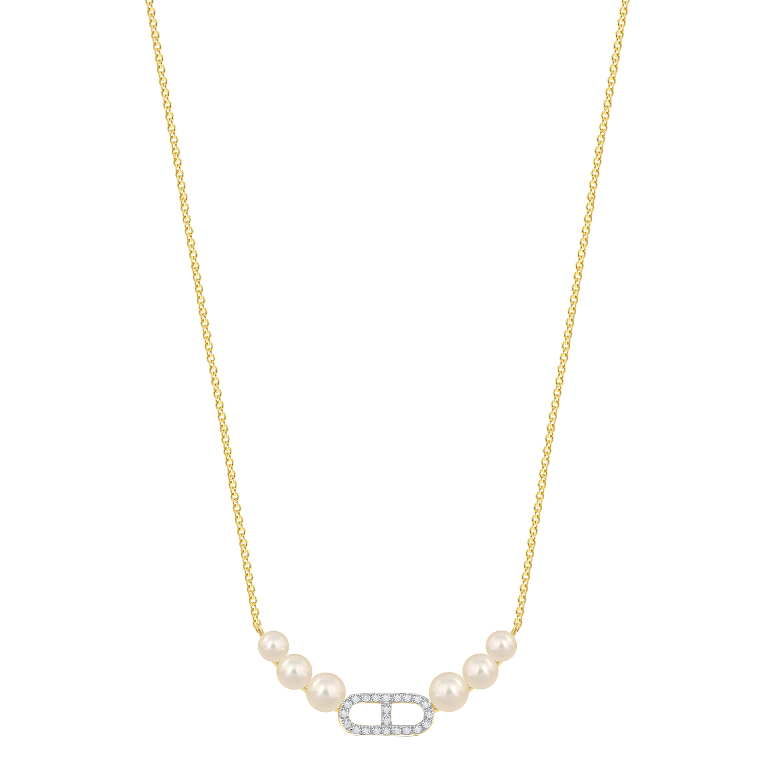 Cadeau 18k Yellow Gold Pearl And Diamond Necklace