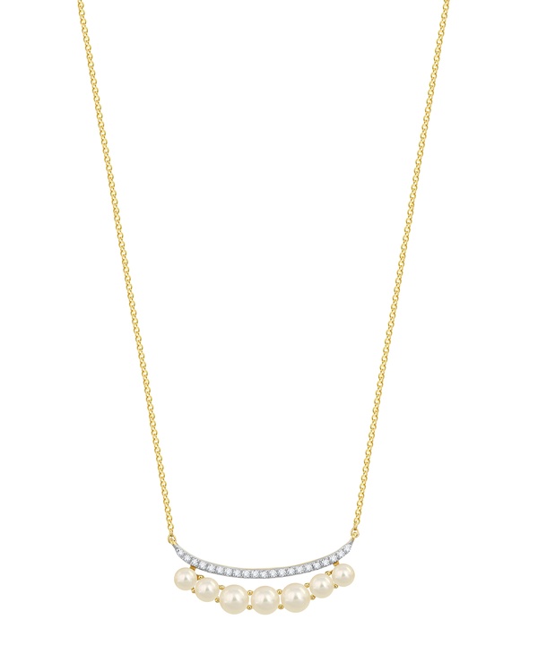 Cadeau 18k Yellow Gold Pearl And Diamond Necklace
