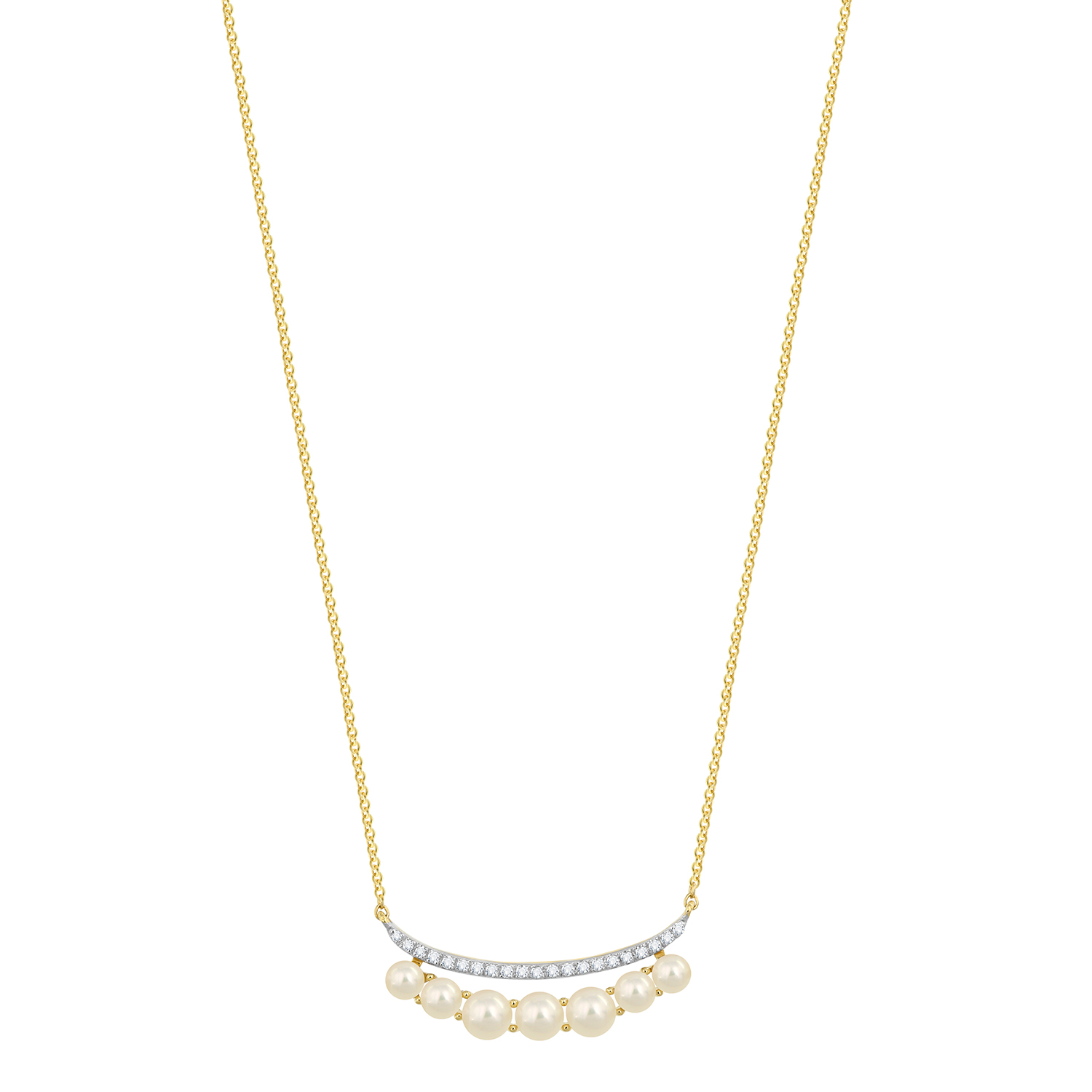 Cadeau 18k Yellow Gold Pearl And Diamond Necklace