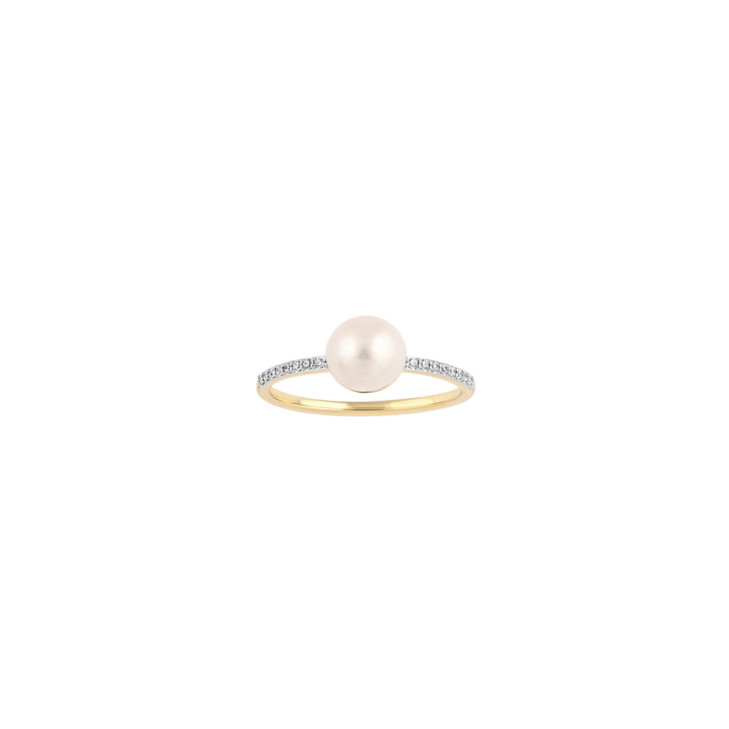 Cadeau 18K Yellow Gold Pearl And Diamond Ring