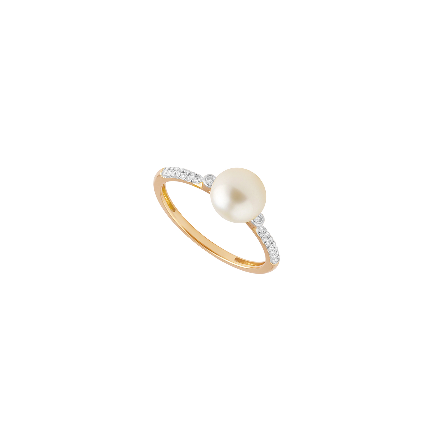 Cadeau 18k Rose Gold Pearl And Diamond Ring