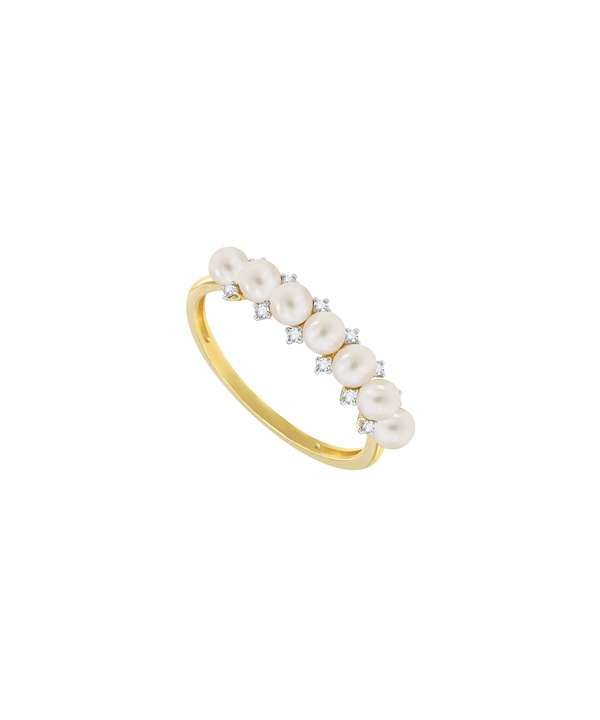 Cadeau 18k Yellow Gold Pearl And Diamond Ring