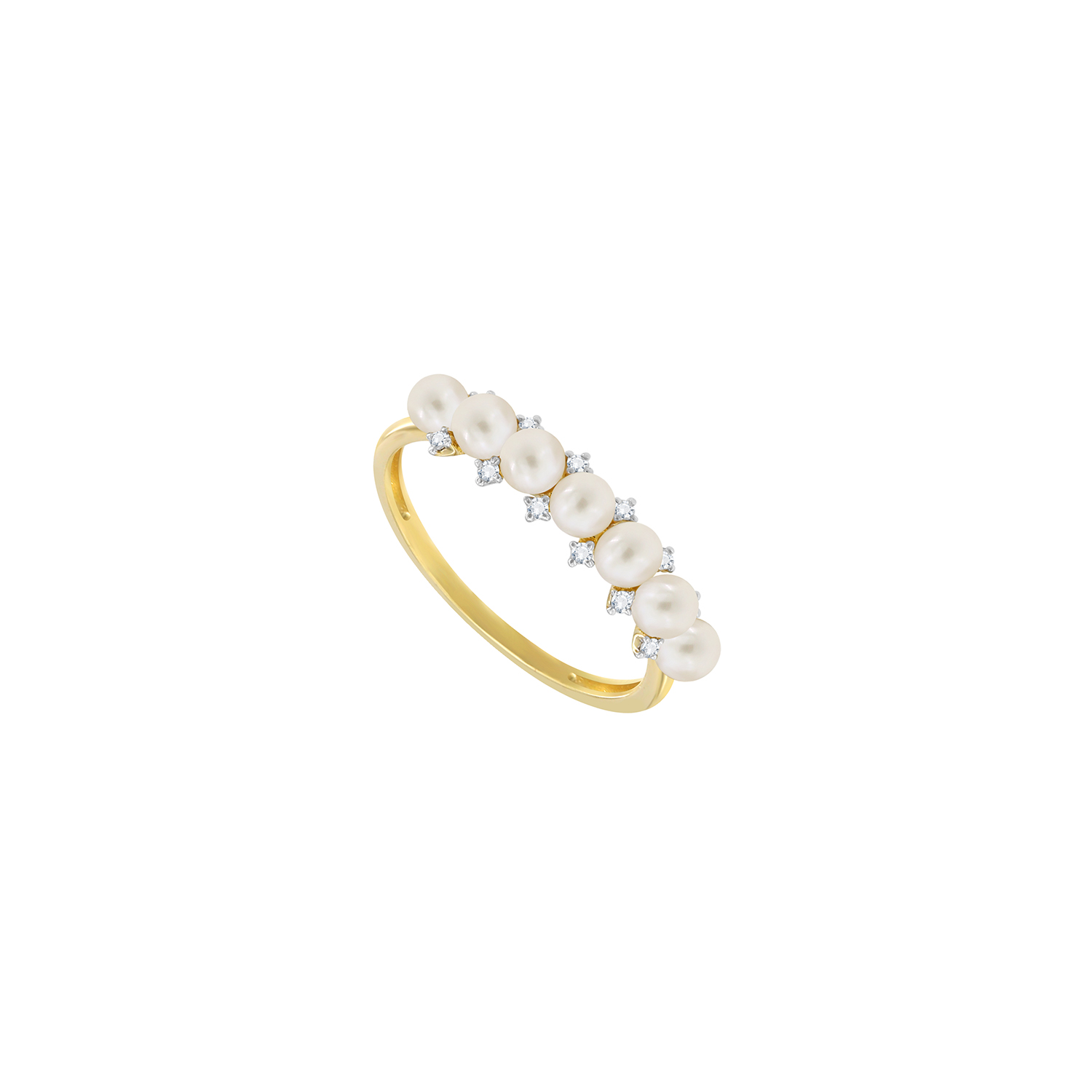 Cadeau 18k Yellow Gold Pearl And Diamond Ring