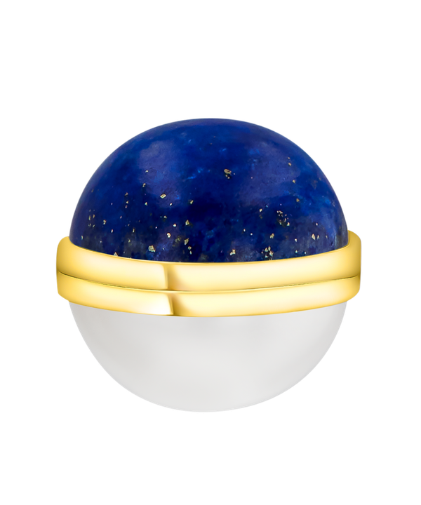 Glow Sphere Earrings In 18k Yellow Gold With Freshwater Pearls And Lapis Lazuli Stones