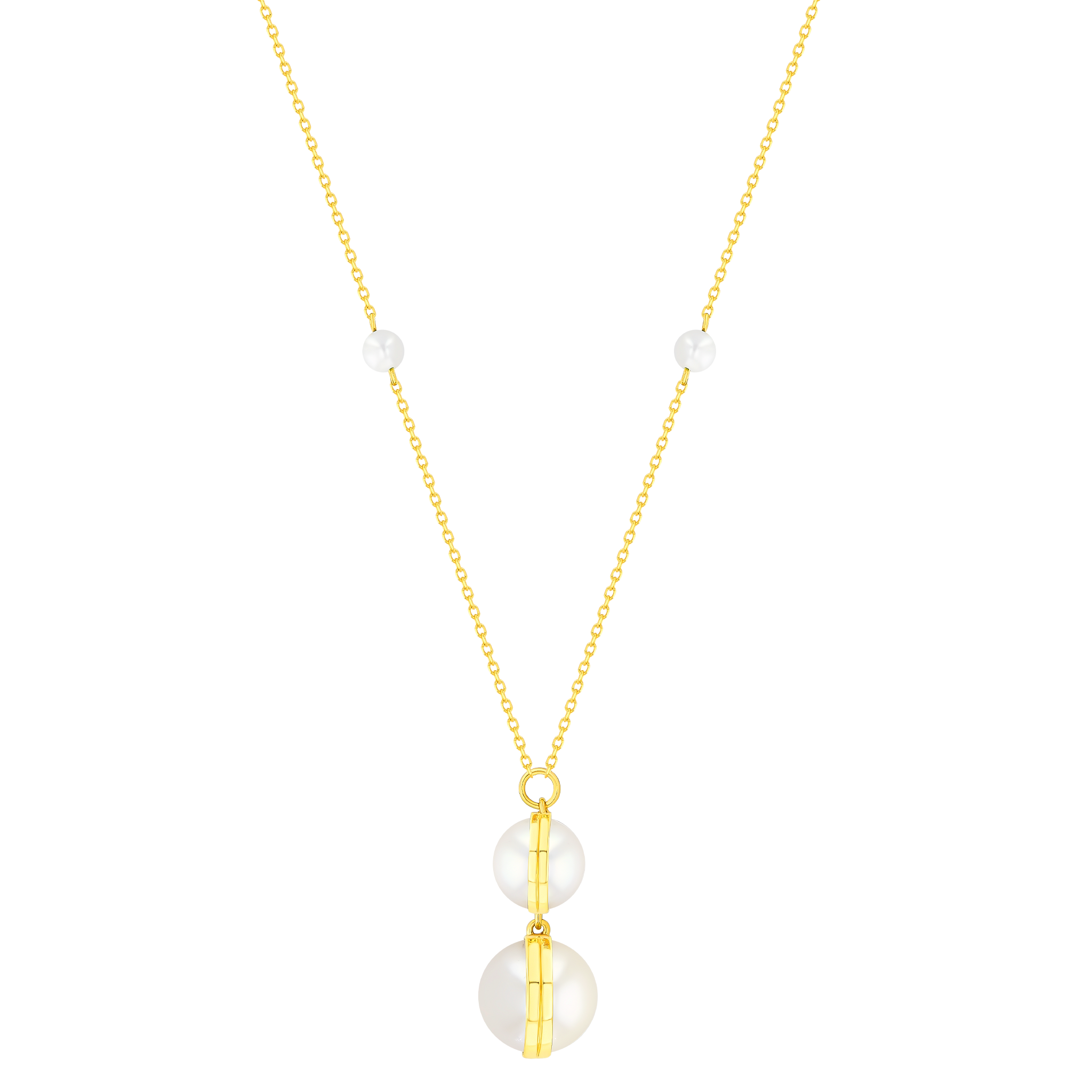 Glow Sphere Necklace In 18k Yellow Gold With Freshwater Pearls