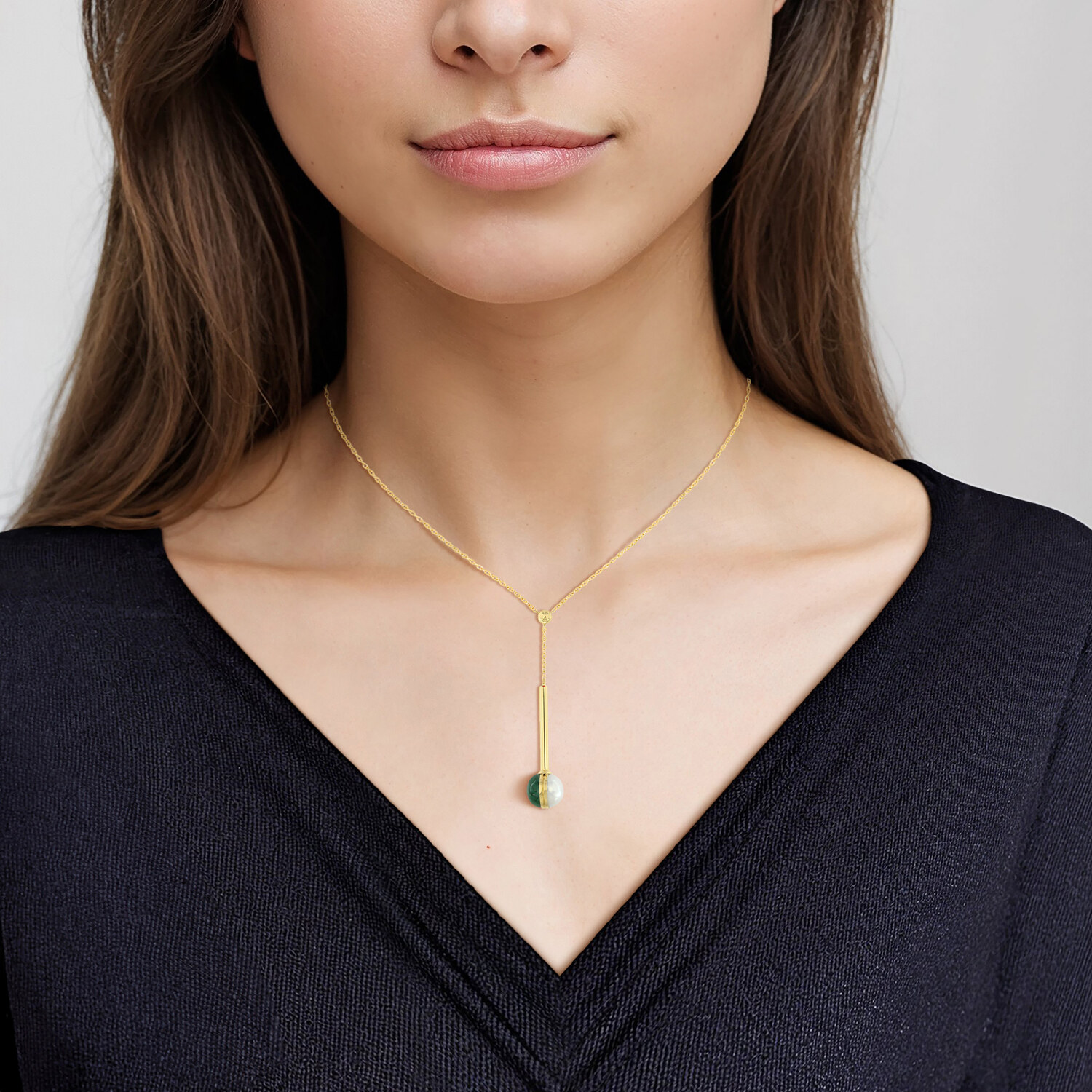 Glow Sphere 18k Gold Malachite And Freshwater Pearl Necklace