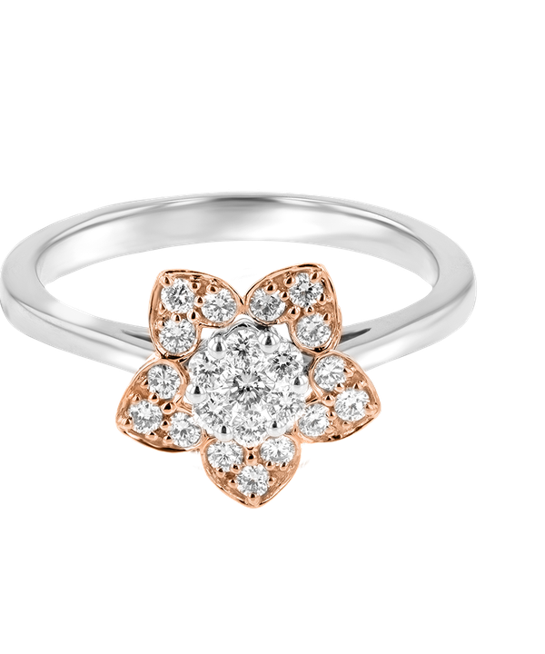 Heart To Heart Star Flower Ring White And Rose Gold