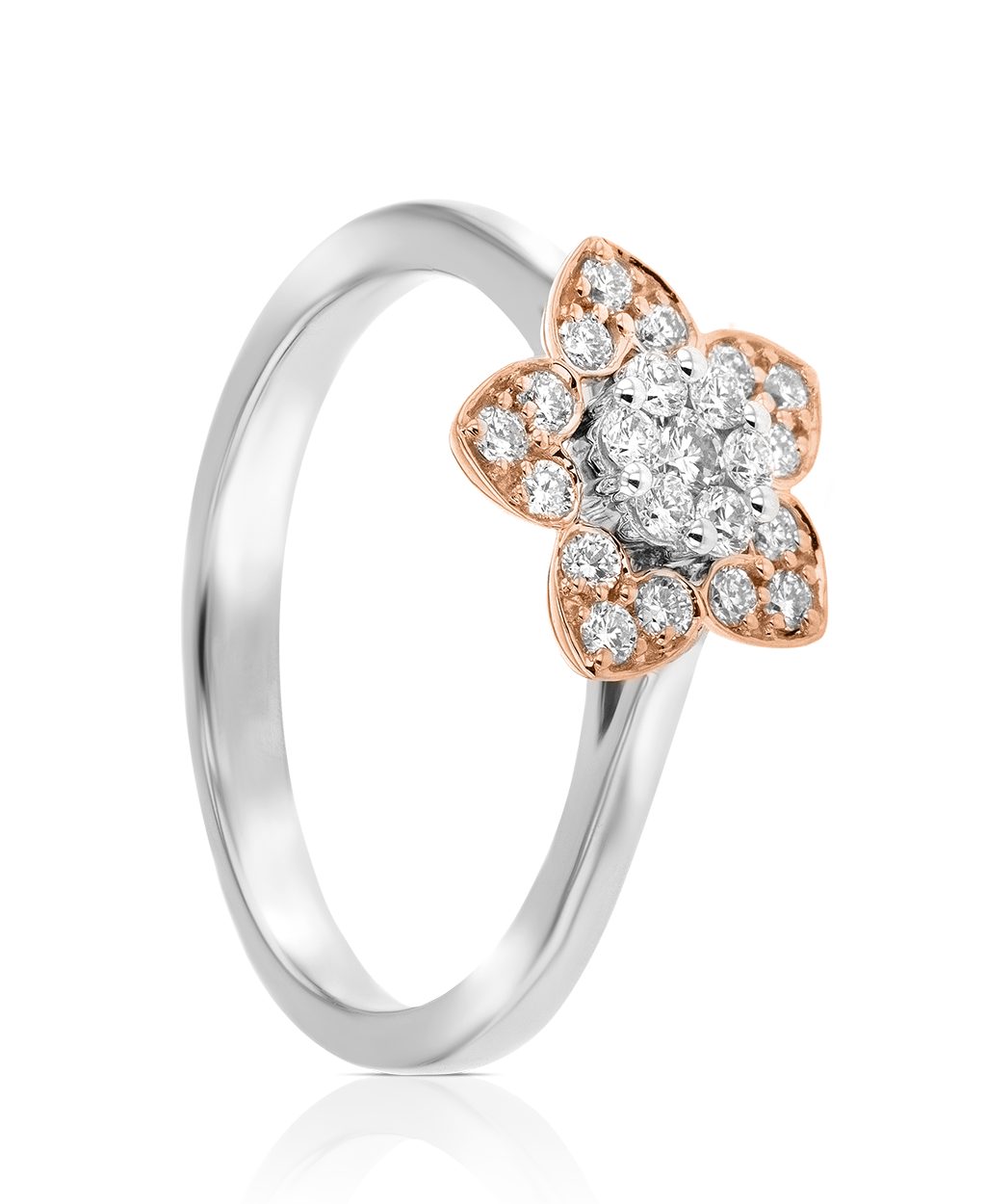 Heart To Heart Star Flower Ring White And Rose Gold