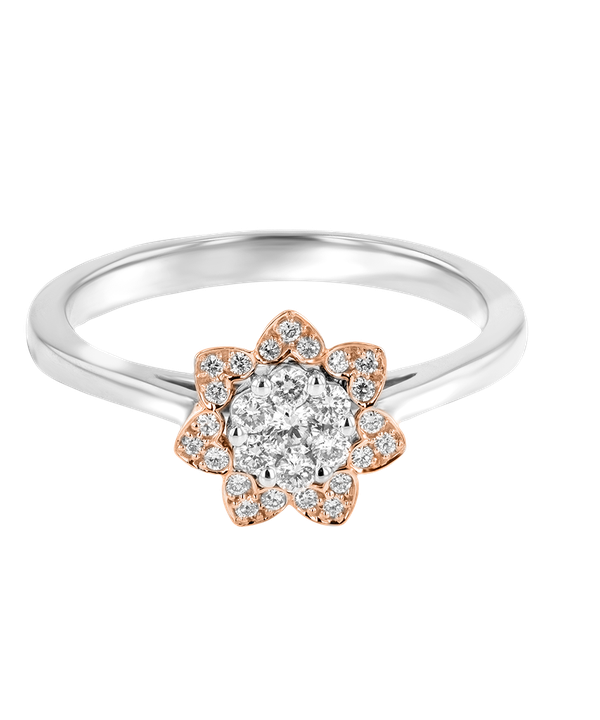 Heart To Heart Star Flower Ring White And Rose Gold
