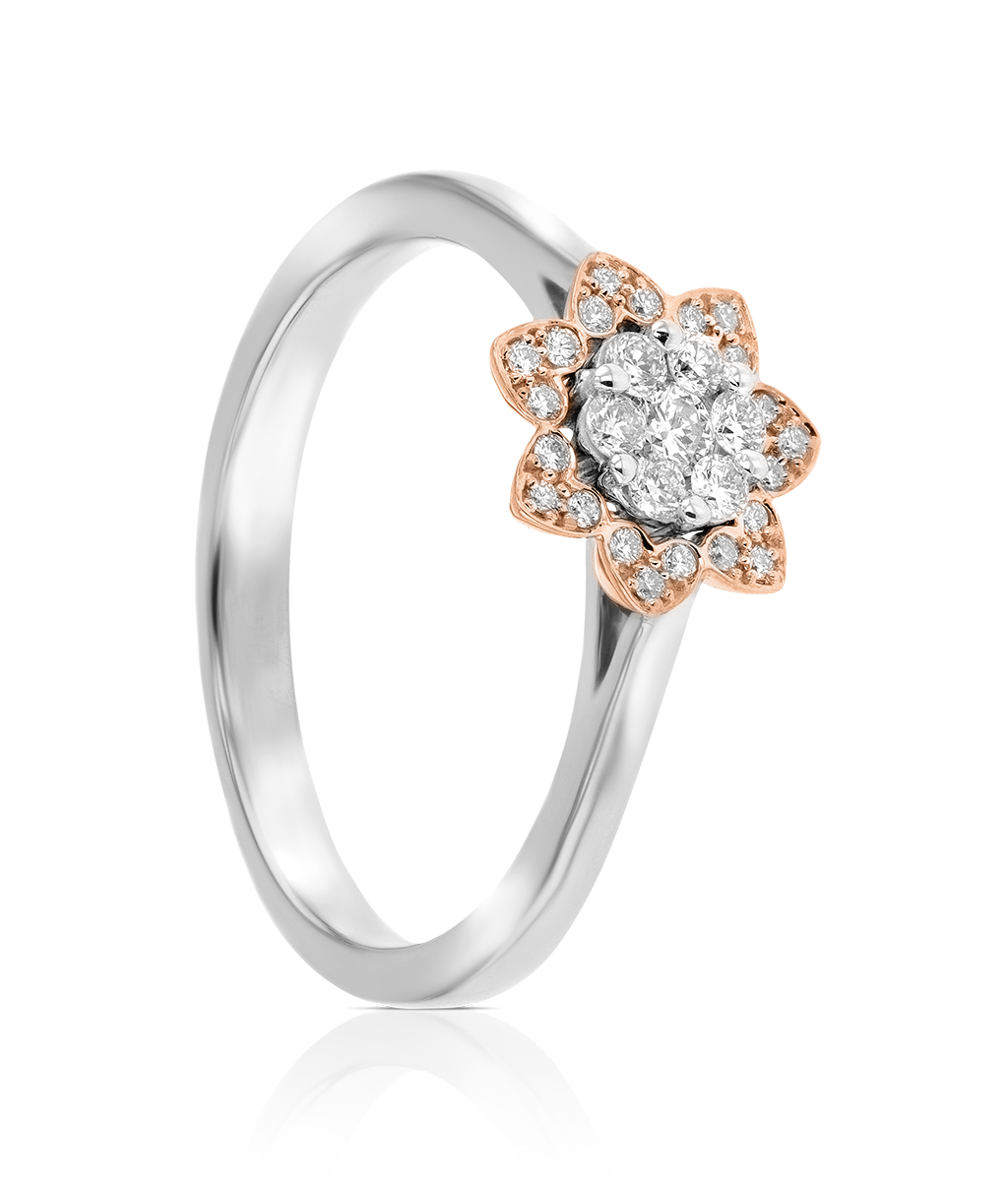 H2H Diamond Ring in 18K Pink & White Gold