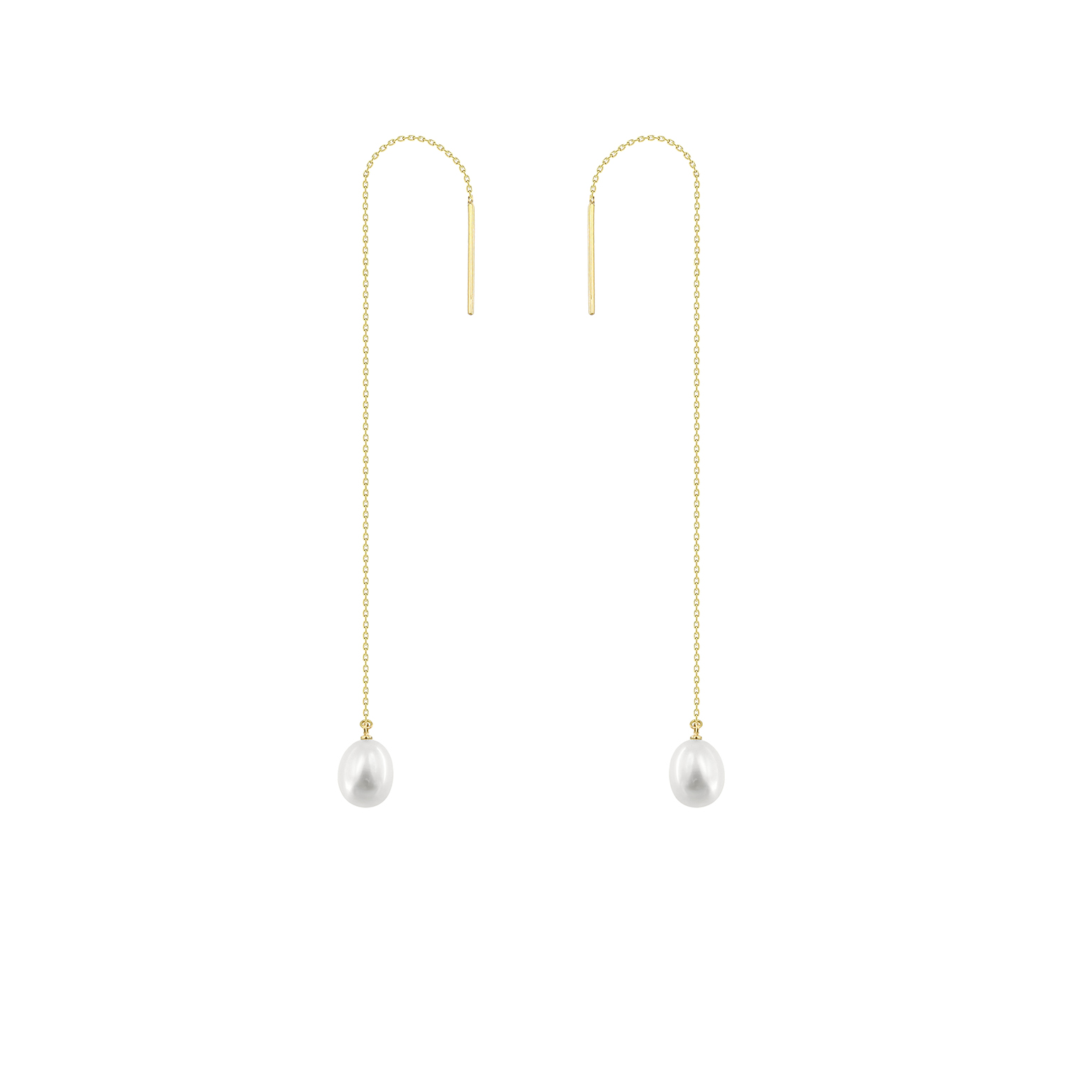 Minimal 18K Yellow Gold Freshwater Pearl Earrings