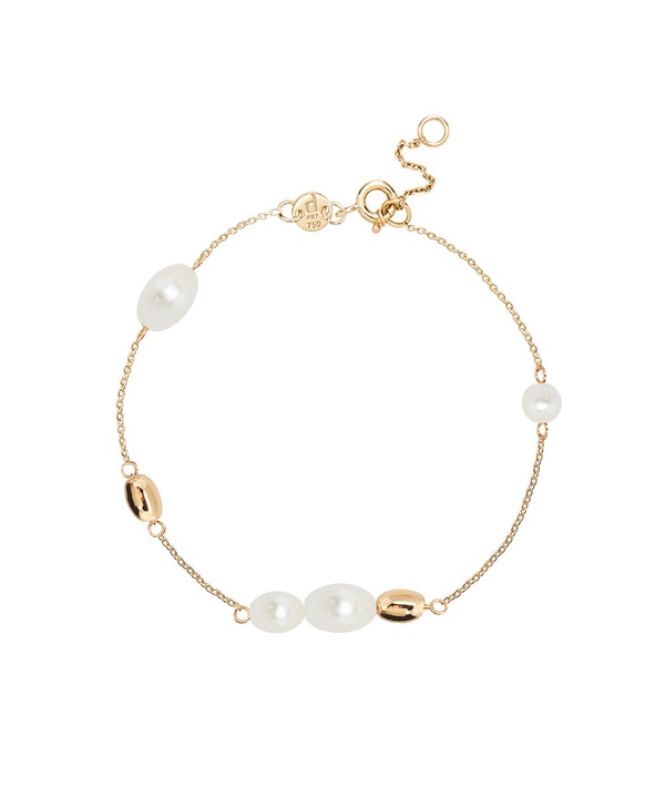 Minimal 18k Yellow Gold Pearl Bracelet