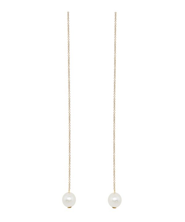 Minimal 18k Yellow Gold Pearl Earrings