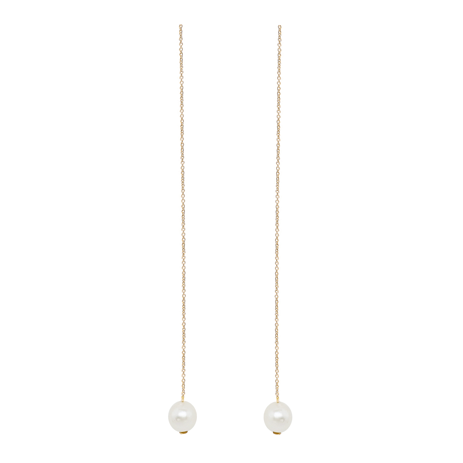Minimal 18k Yellow Gold Pearl Earrings