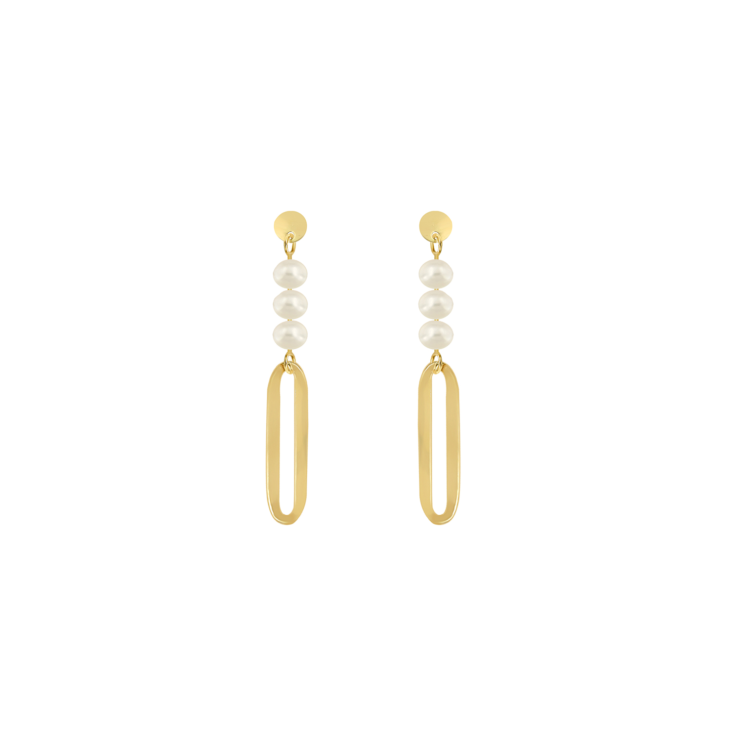 Minimal 18K Yellow Gold Freshwater Pearl Earrings