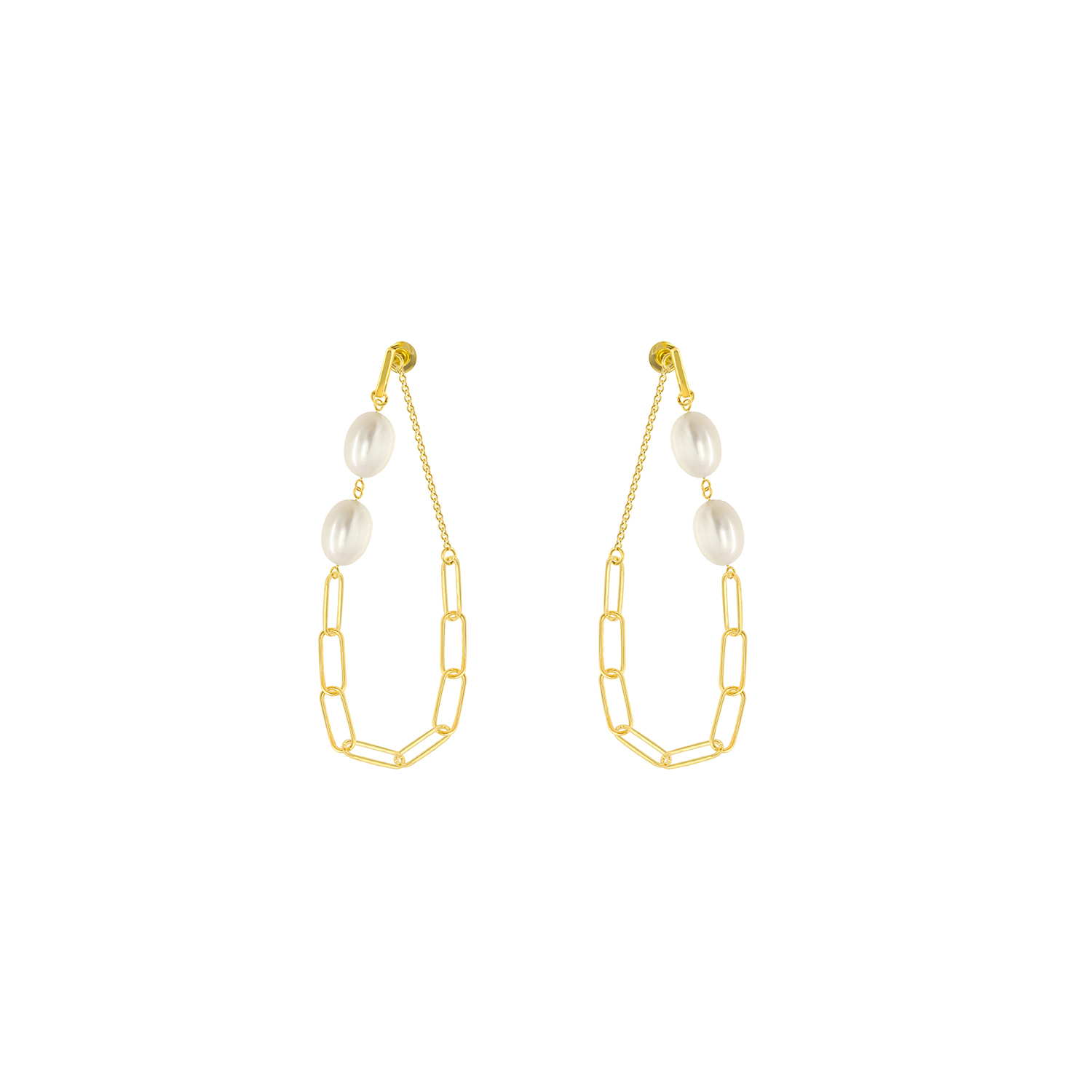 Minimal 18k Yellow Gold Freshwater Pearl Earrings