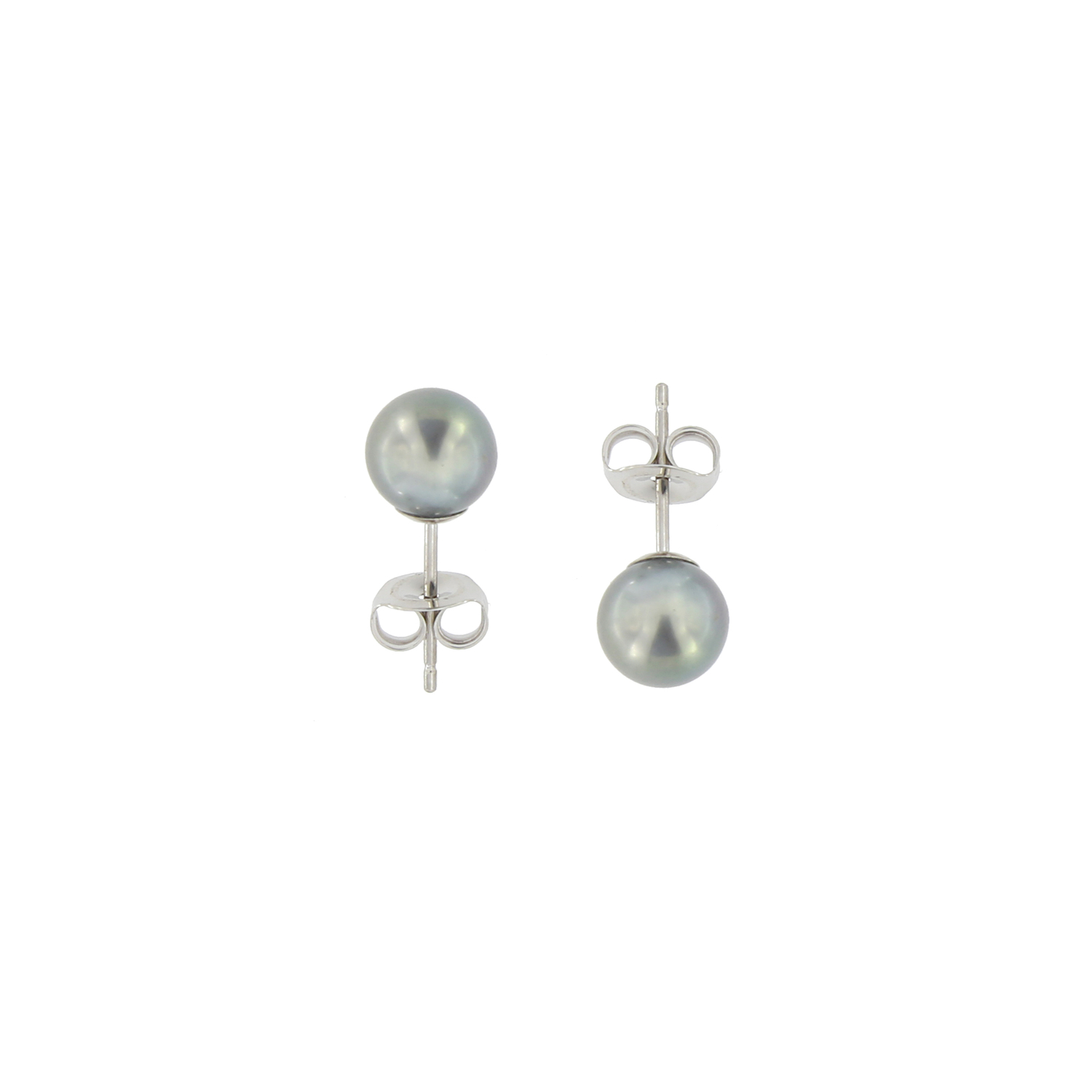 Minimal 18k White Gold Pearl Earrings