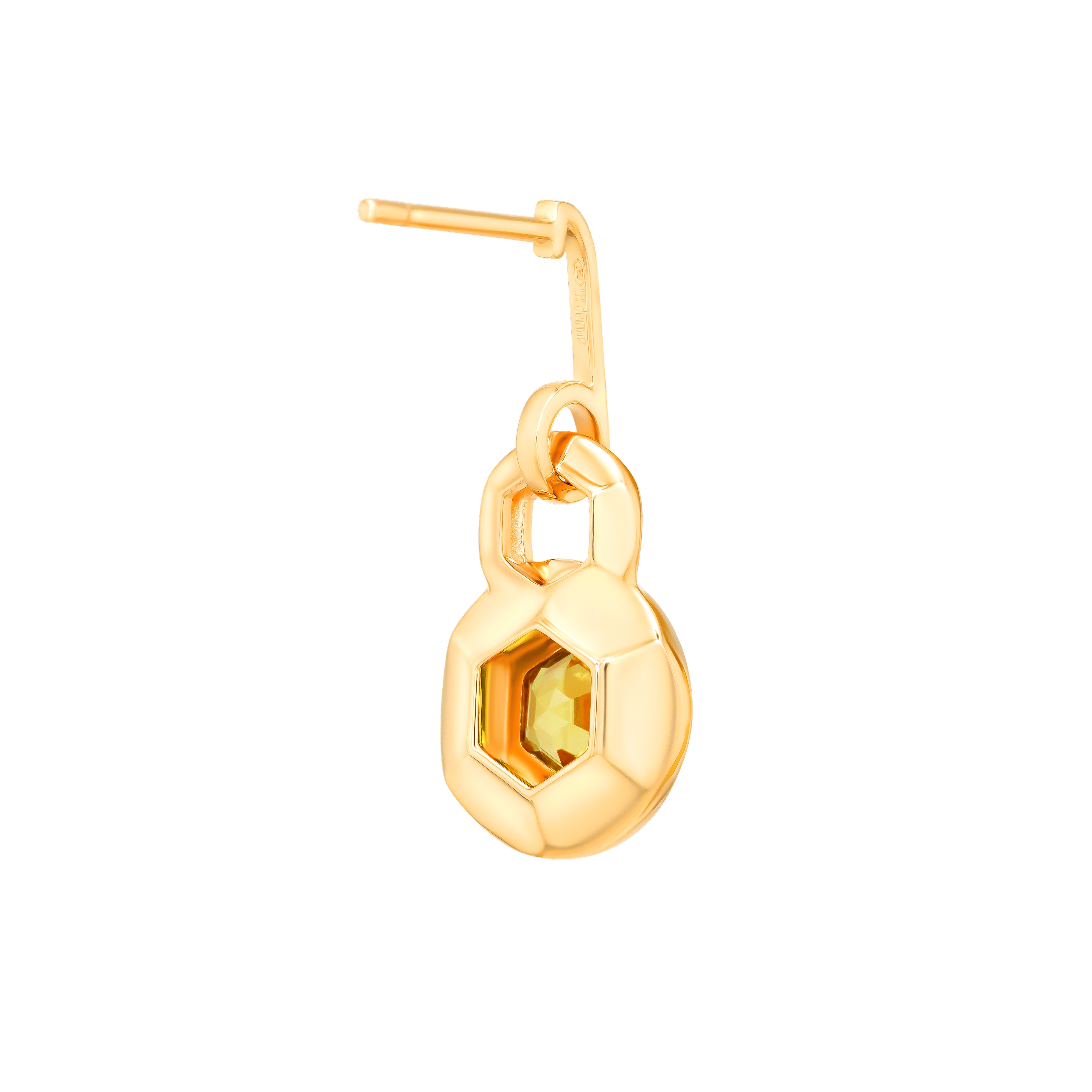 Kanzi Earrings In 18k Yellow Gold And Studded With Orange Citrine And Diamond