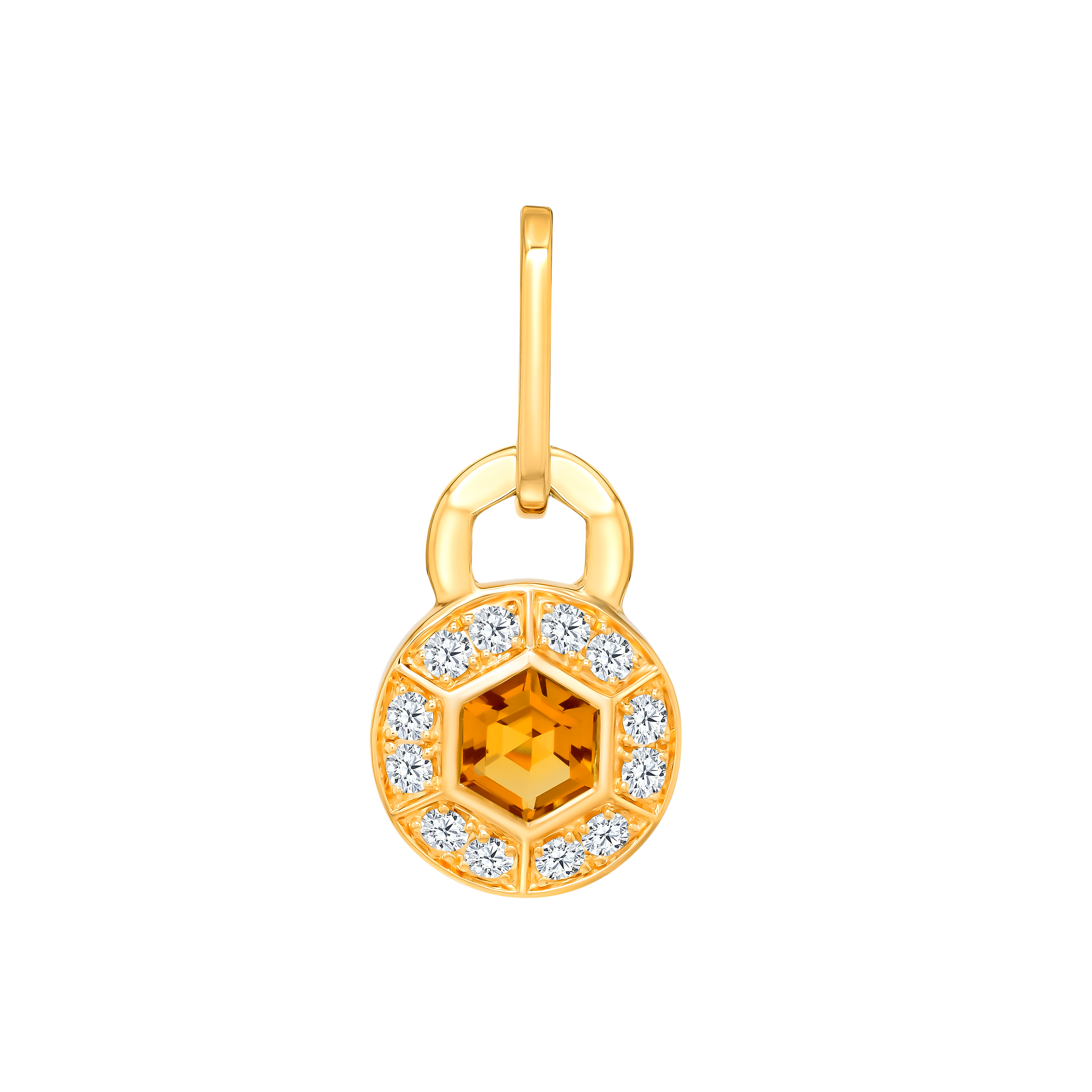 Kanzi Earrings In 18k Yellow Gold And Studded With Orange Citrine And Diamond