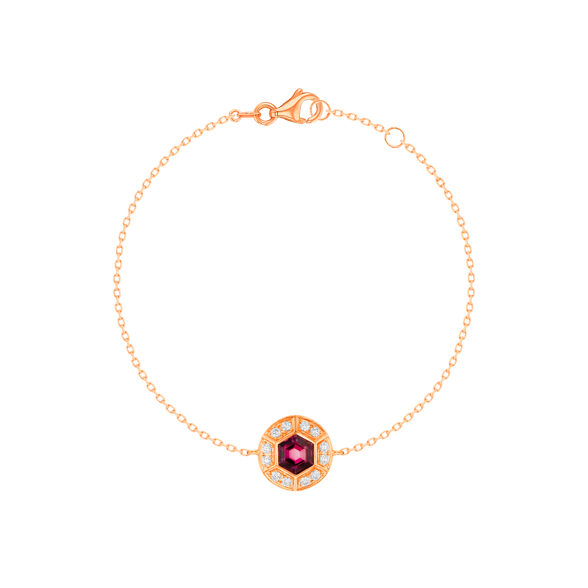 Kanzi Bracelet In 18k Rose Gold And Studded With Raspberry Rhodolite