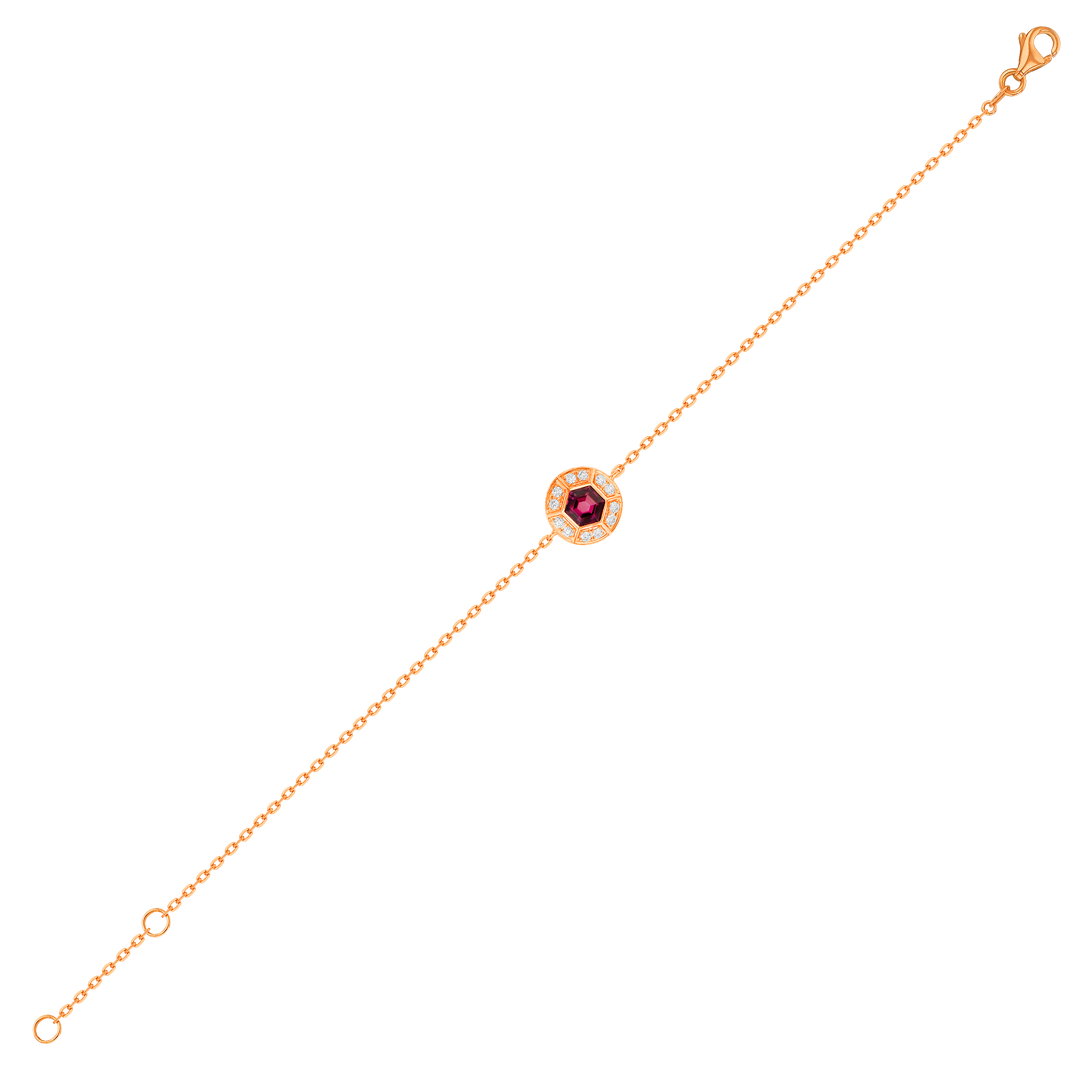 Kanzi Bracelet In 18k Rose Gold And Studded With Raspberry Rhodolite