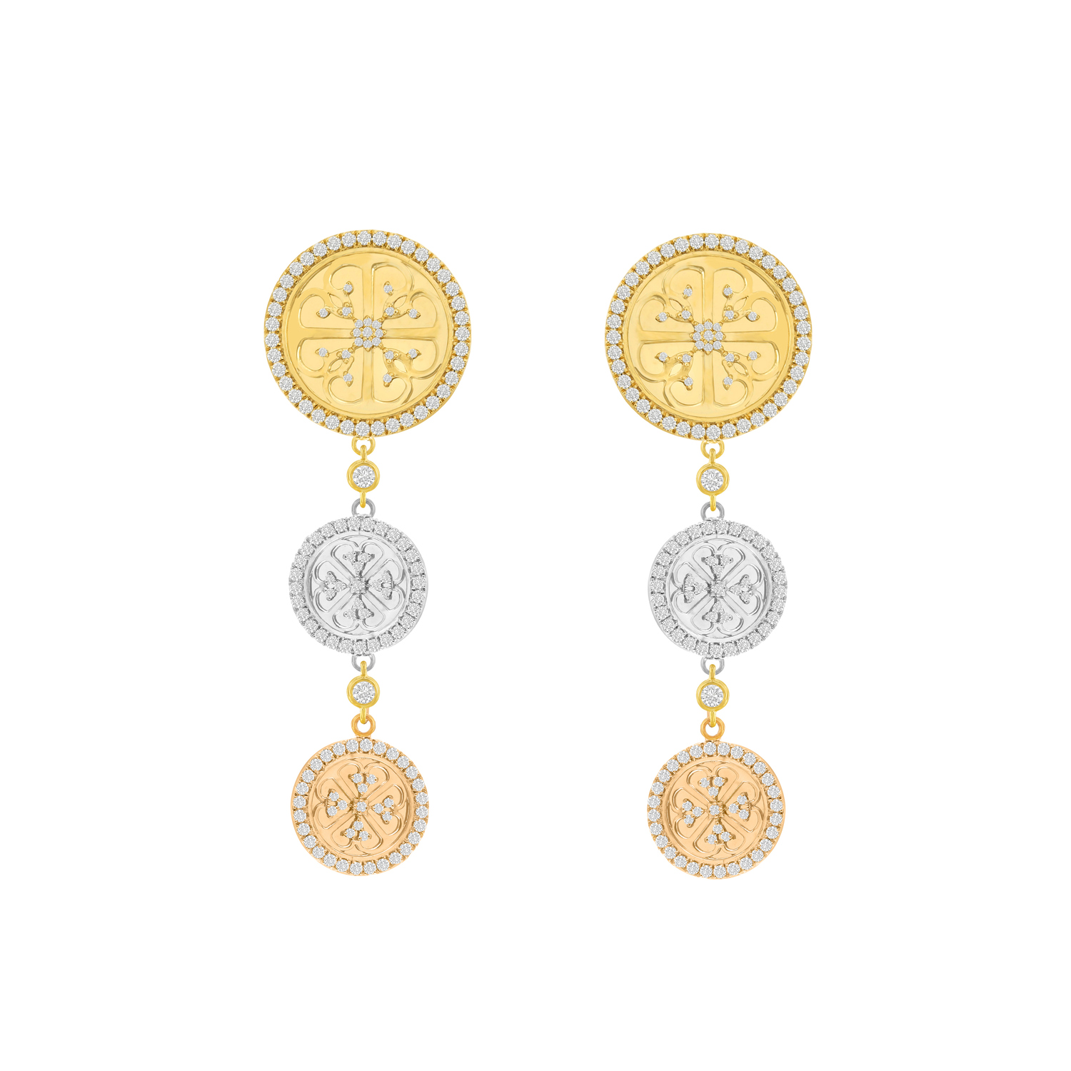 Lace Oria 18K Yellow White And Rose Gold Earrings
