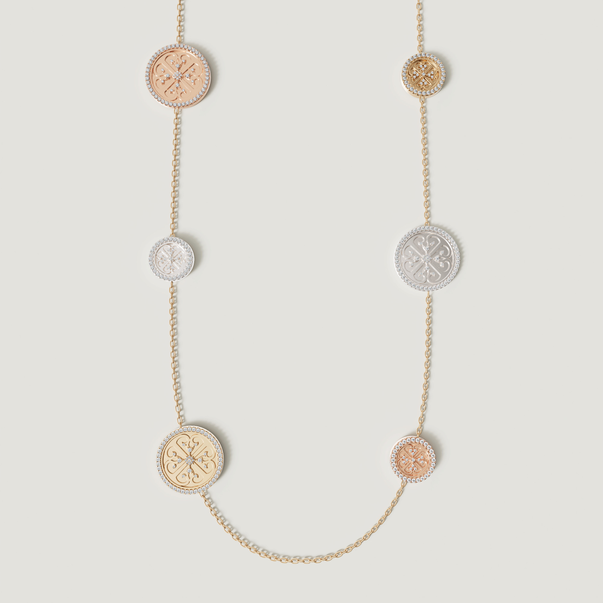 Lace Oria 18k Yellow White And Rose Gold Necklace