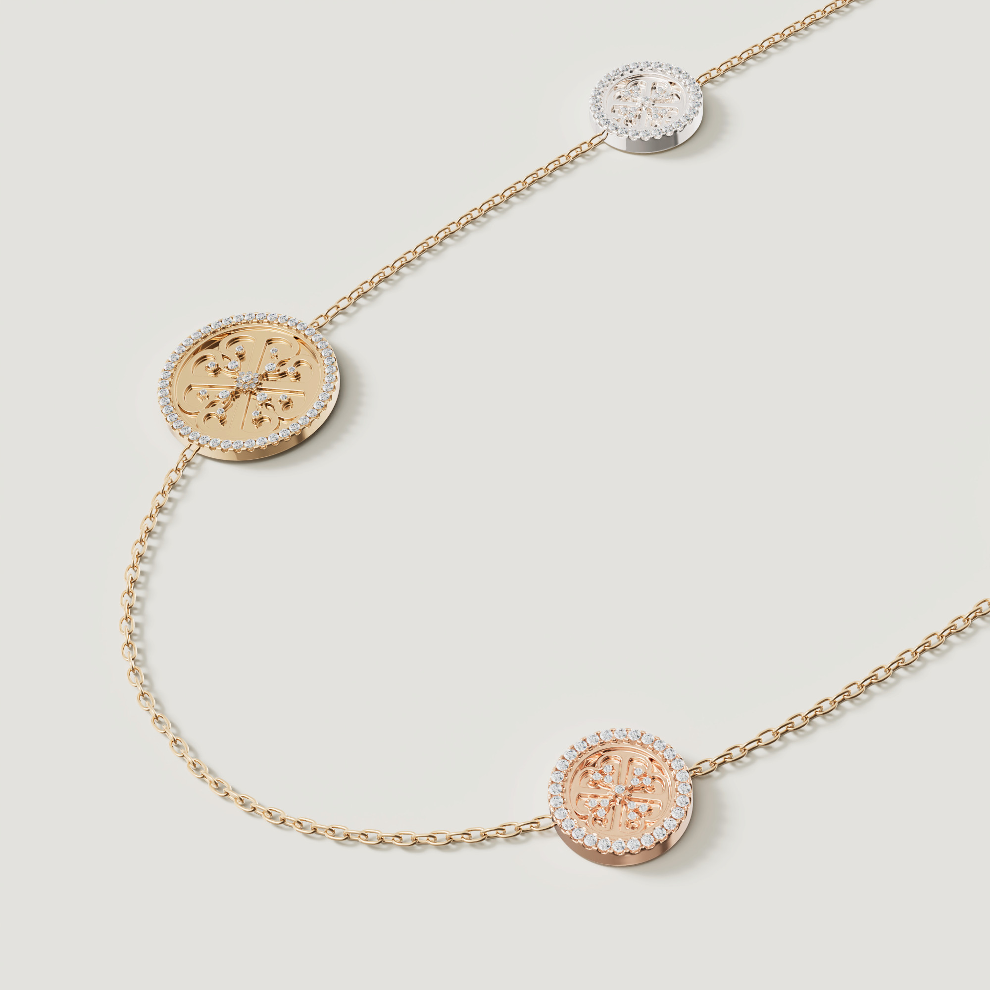 Lace Oria 18k Yellow White And Rose Gold Necklace
