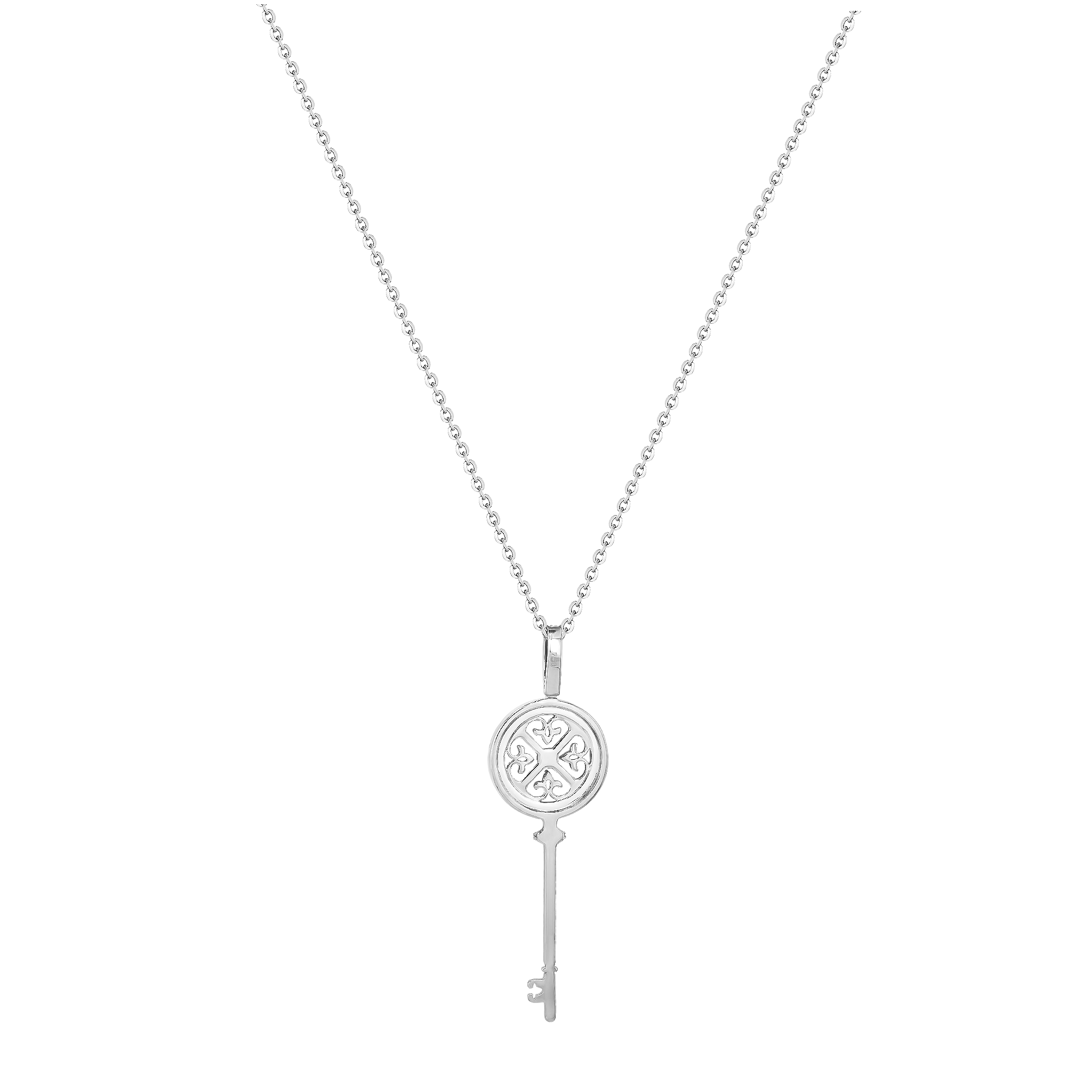 Lace Key 18k White Gold Diamond Necklace