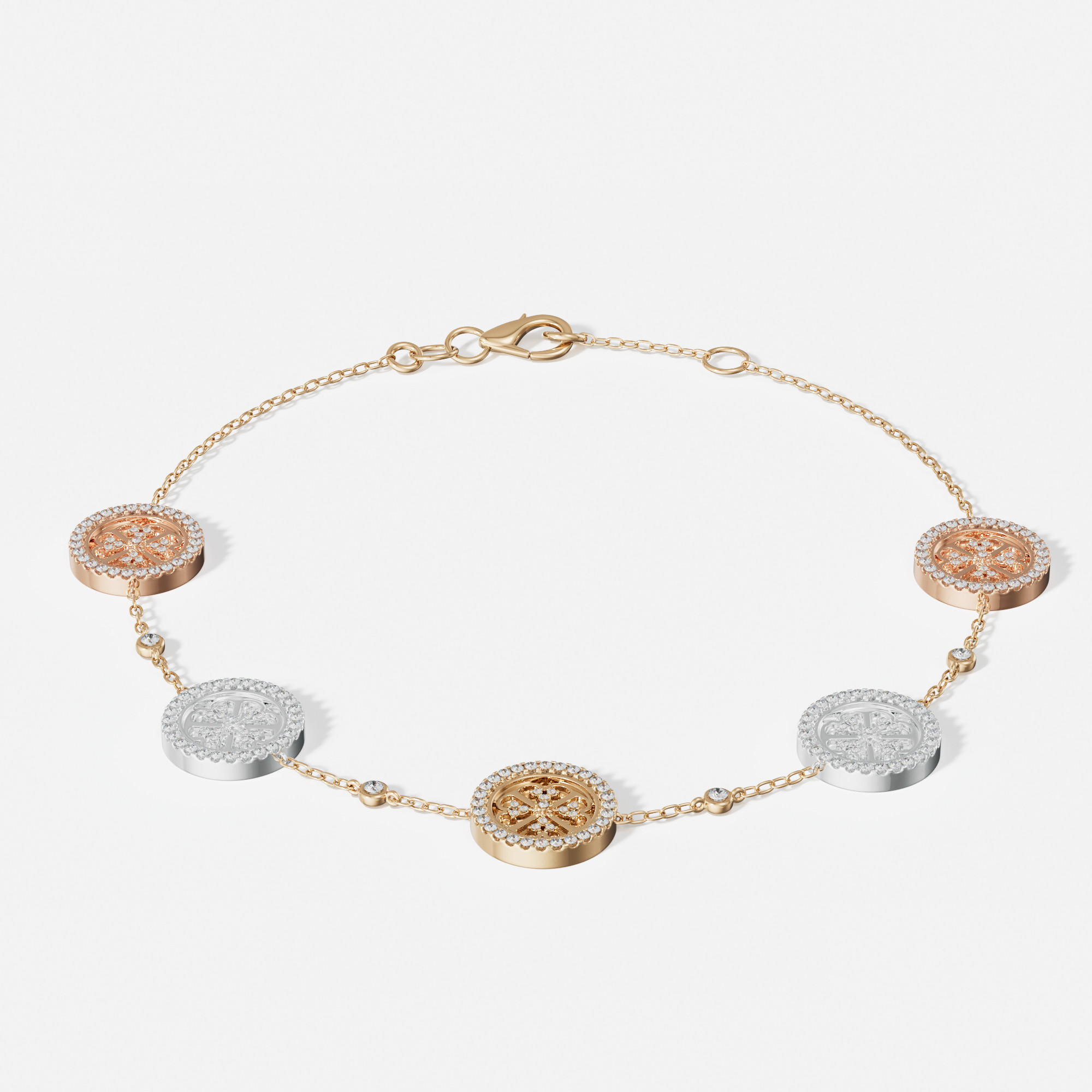 Lace Oria 18k Yellow White And Rose Gold Bracelet