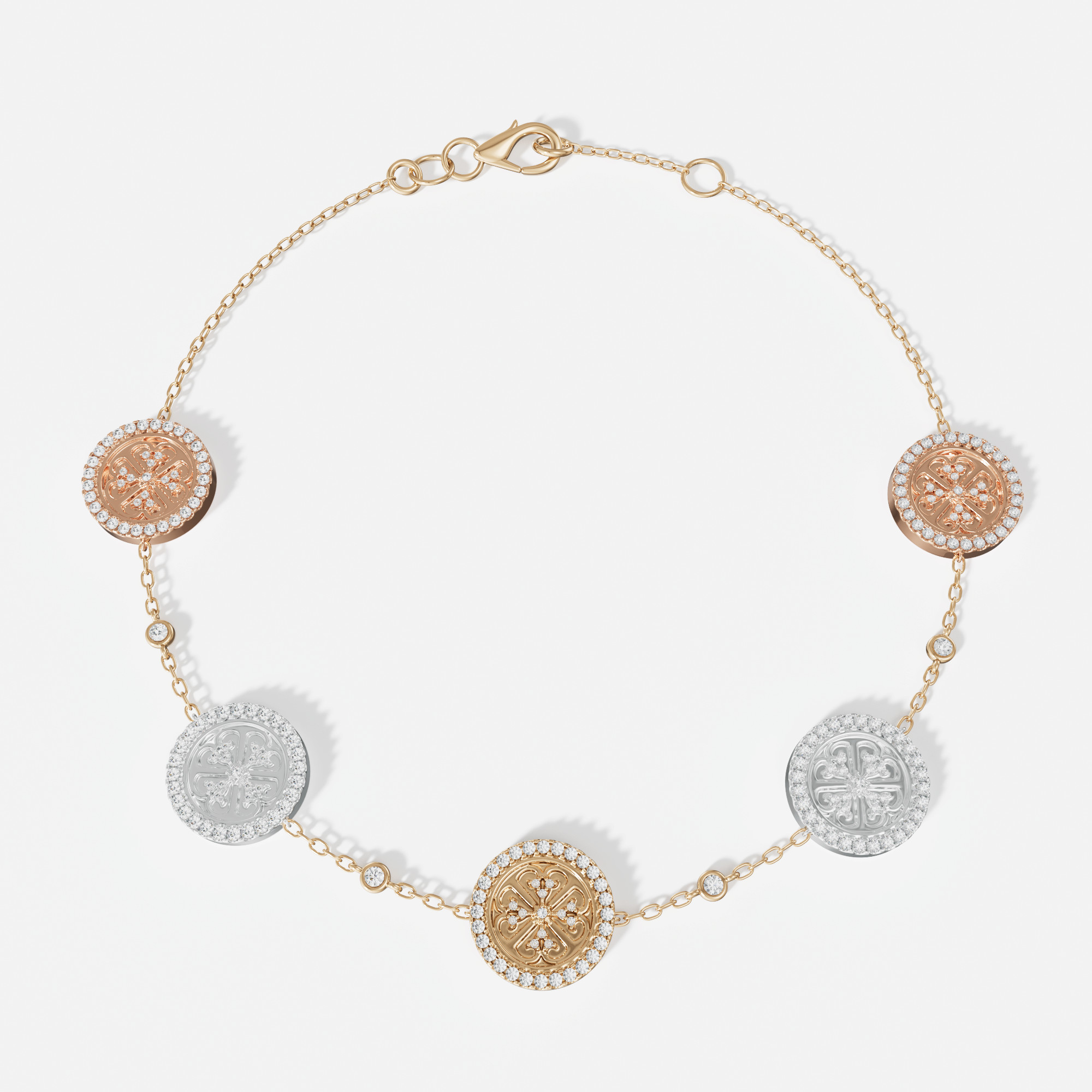 Lace Oria 18k Yellow White And Rose Gold Bracelet