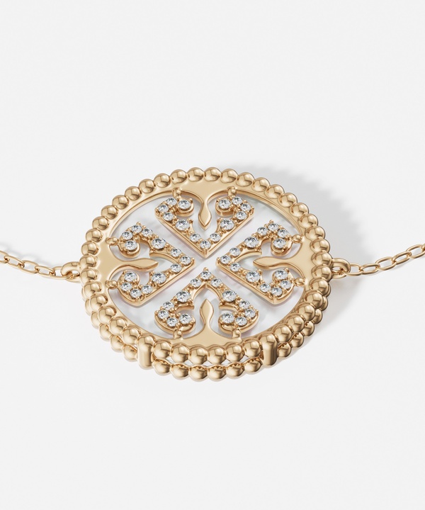 Lace White Mother Of Pearl Diamond Bracelet In 18k Yellow Gold