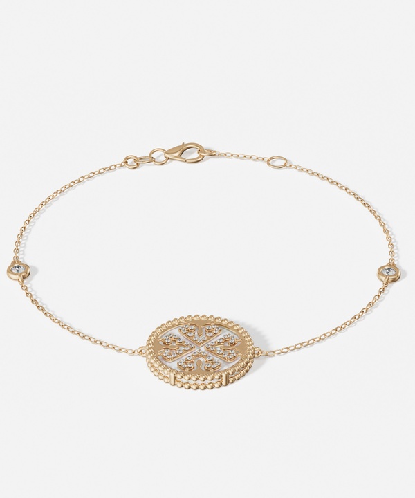 Lace White Mother Of Pearl Diamond Bracelet In 18k Yellow Gold