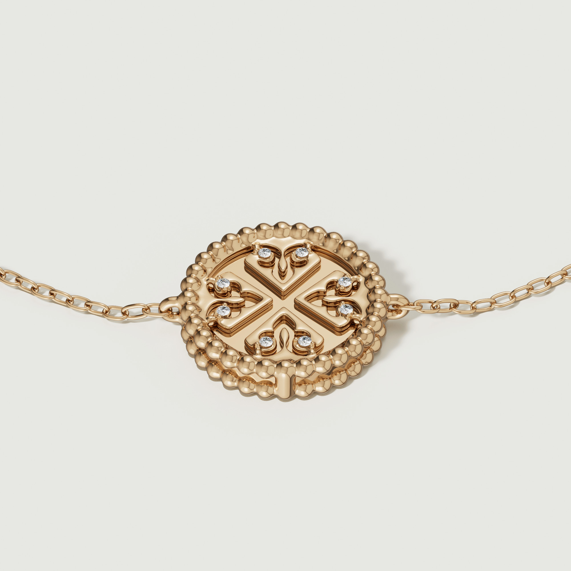 Lace Turquoise Stone Diamond Three Motifs Bracelet In 18k Yellow Hammered Gold