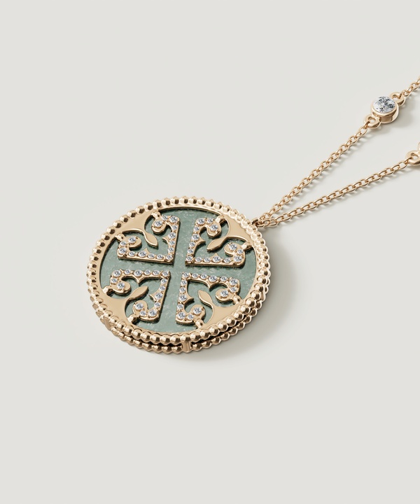 Lace Black Mother Of Pearl Diamond Necklace In 18k Yellow Gold