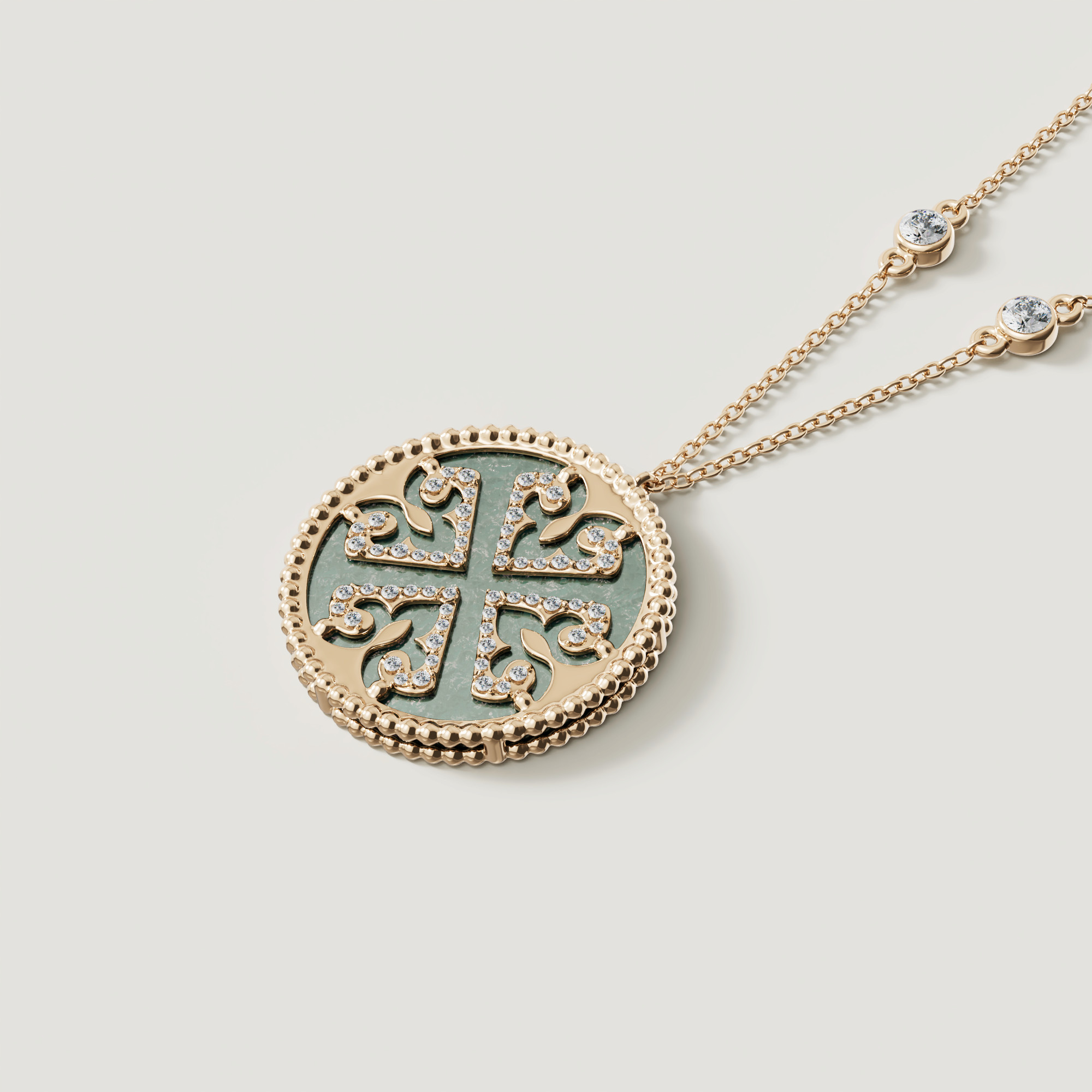 Lace Black Mother Of Pearl Diamond Necklace In 18k Yellow Gold