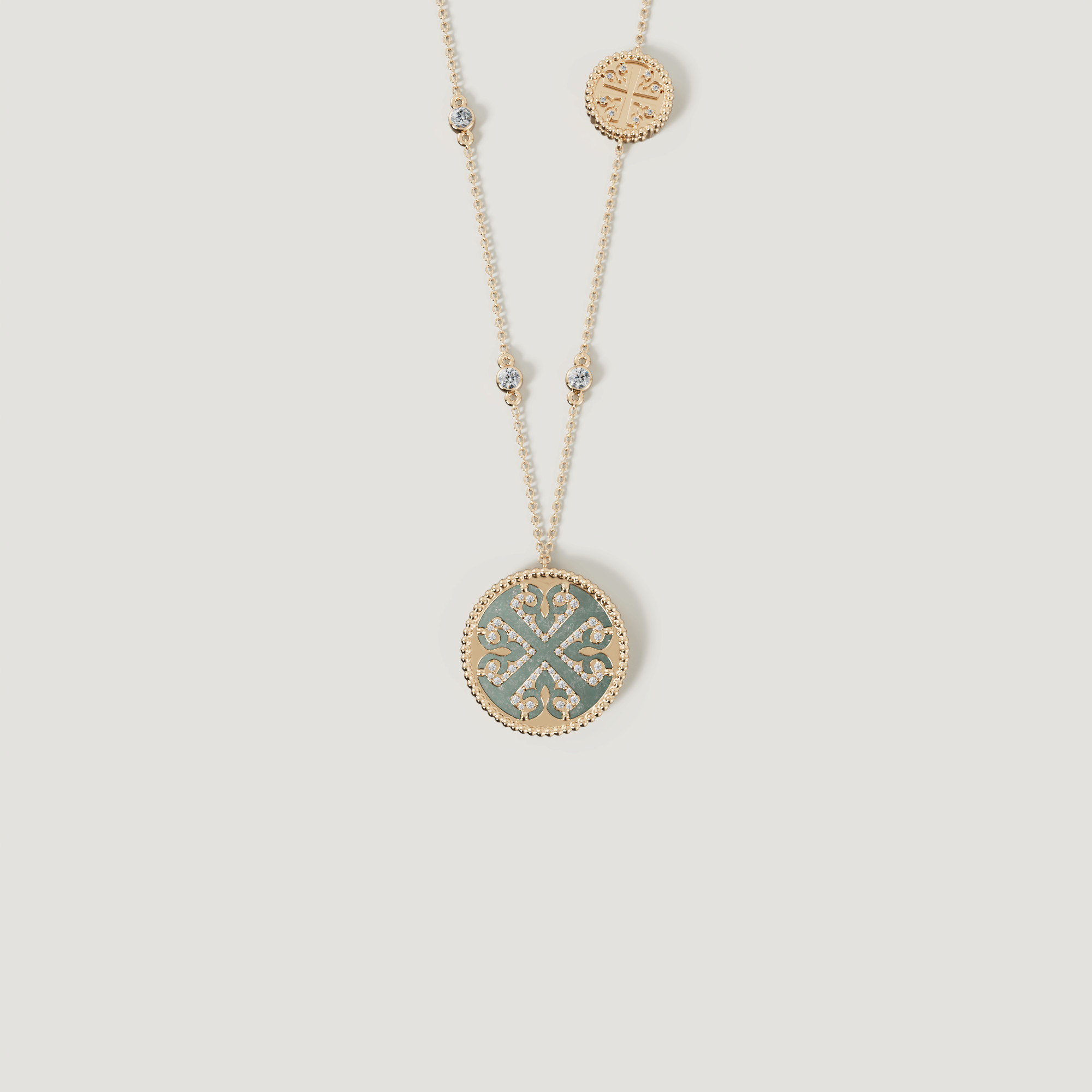 Lace Black Mother Of Pearl Diamond Necklace In 18k Yellow Gold
