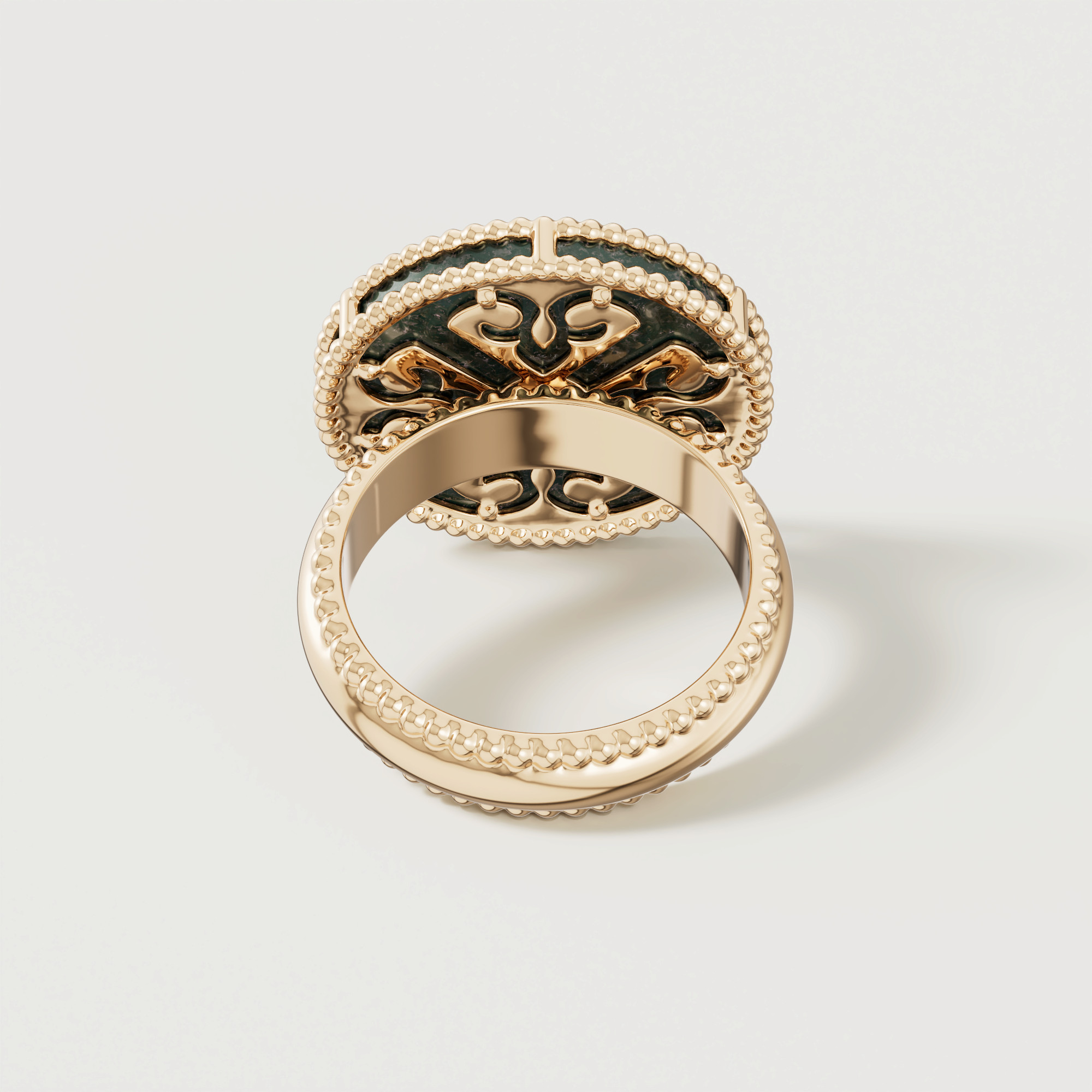 Lace Black Mother Of Pearl Diamond Ring In 18K Yellow Gold