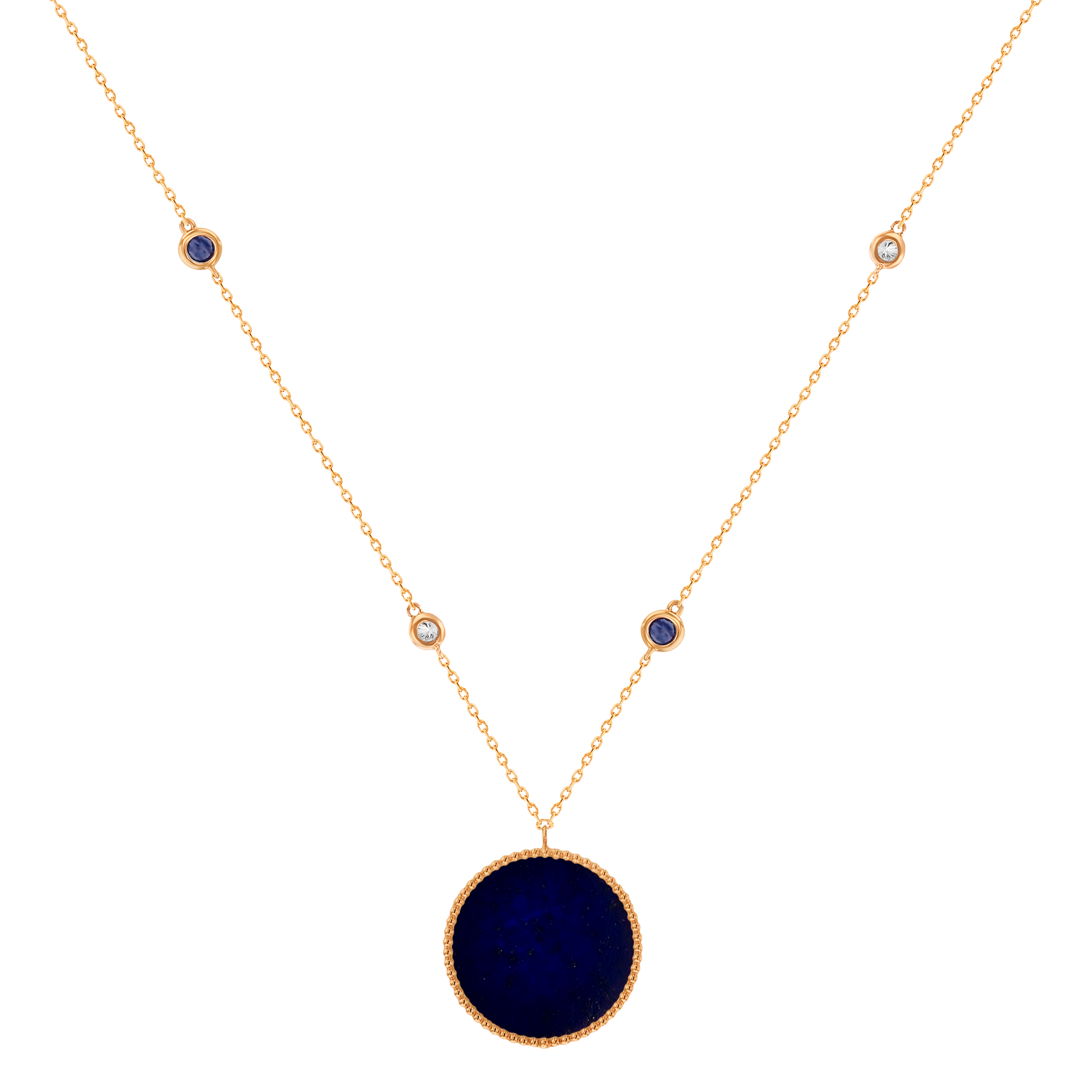 Phase2 Diamond Necklace in 18K Rose Gold & Sapphire