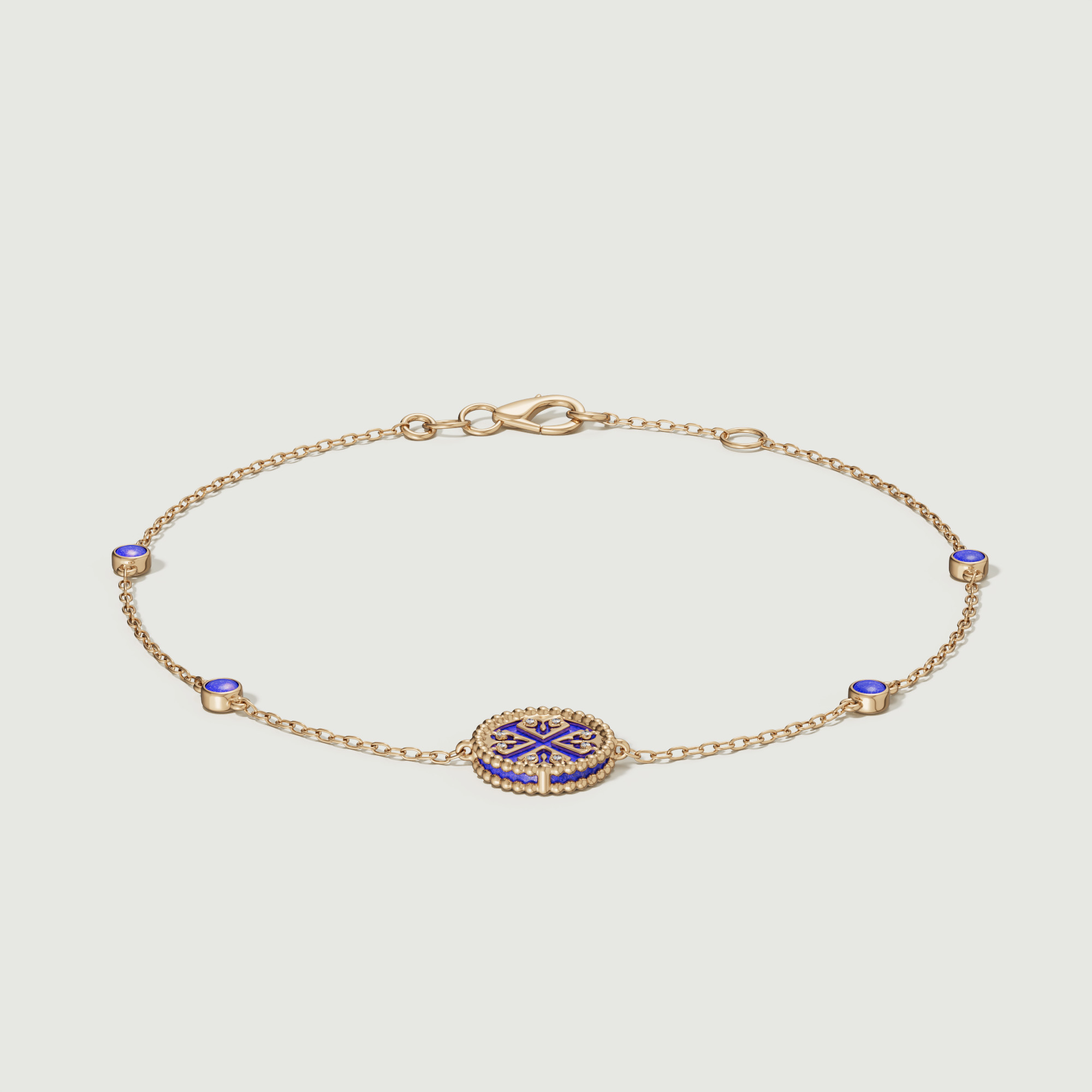 Lace Petite Yellow Gold Diamond Bracelet With Lapis Lazuli