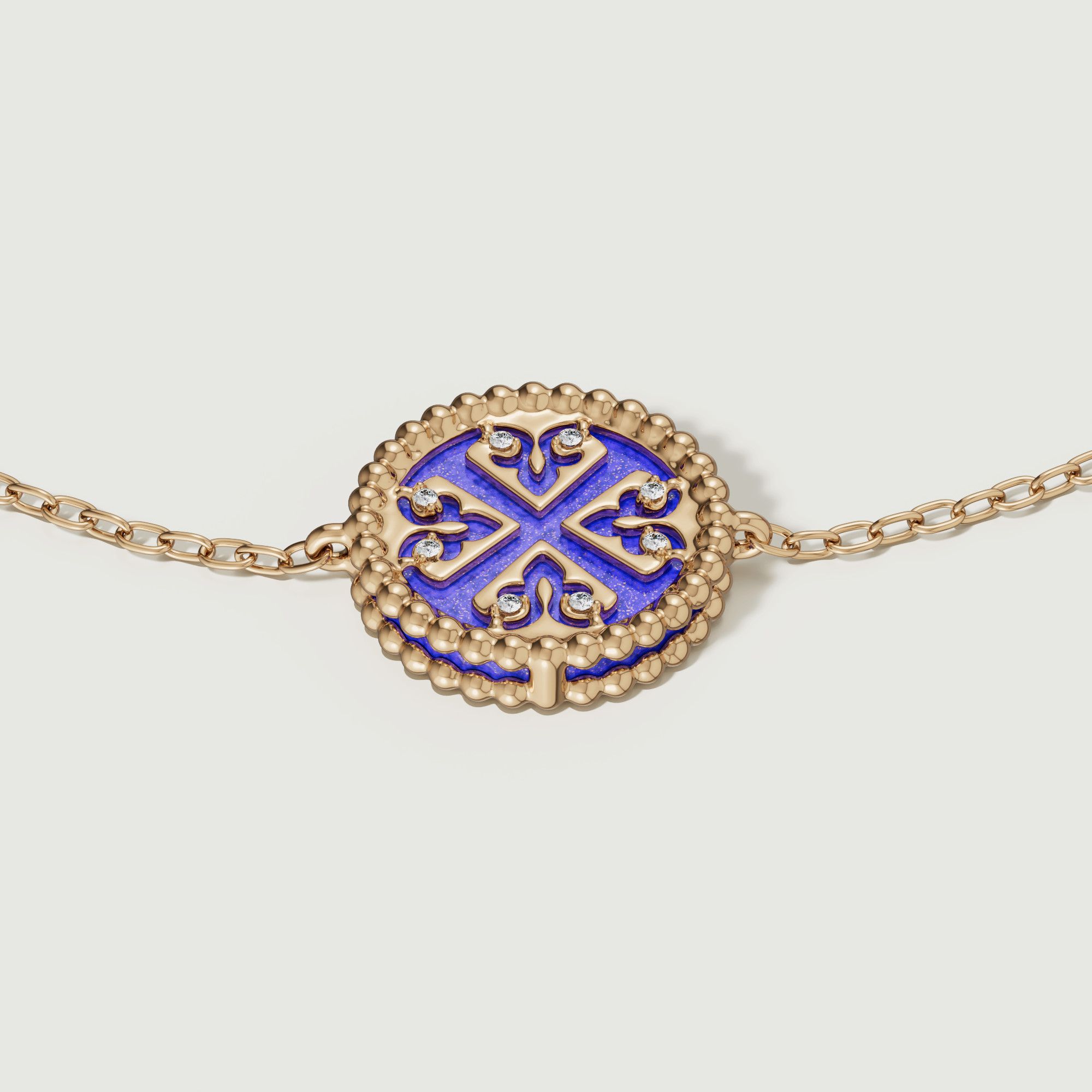 Lace Petite Yellow Gold Diamond Bracelet With Lapis Lazuli