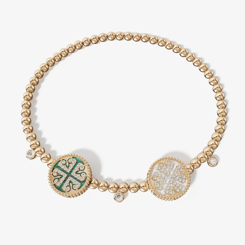 Lace Petite Malachite White Mother Of Pearl Flexible Bracelet