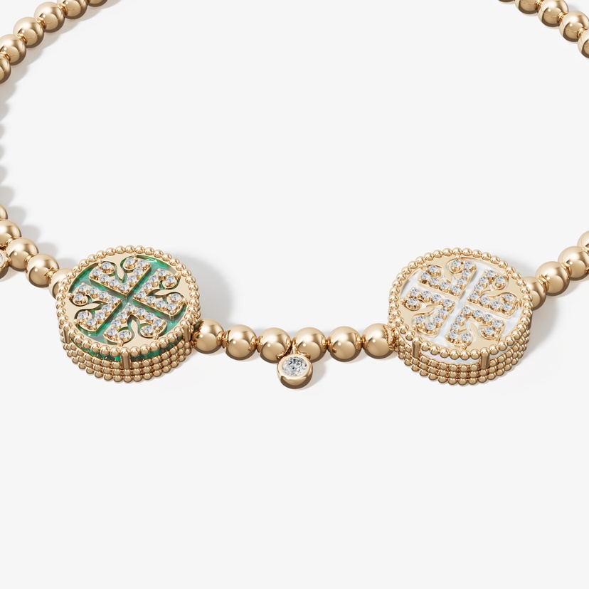 Lace Petite Malachite White Mother Of Pearl Flexible Bracelet