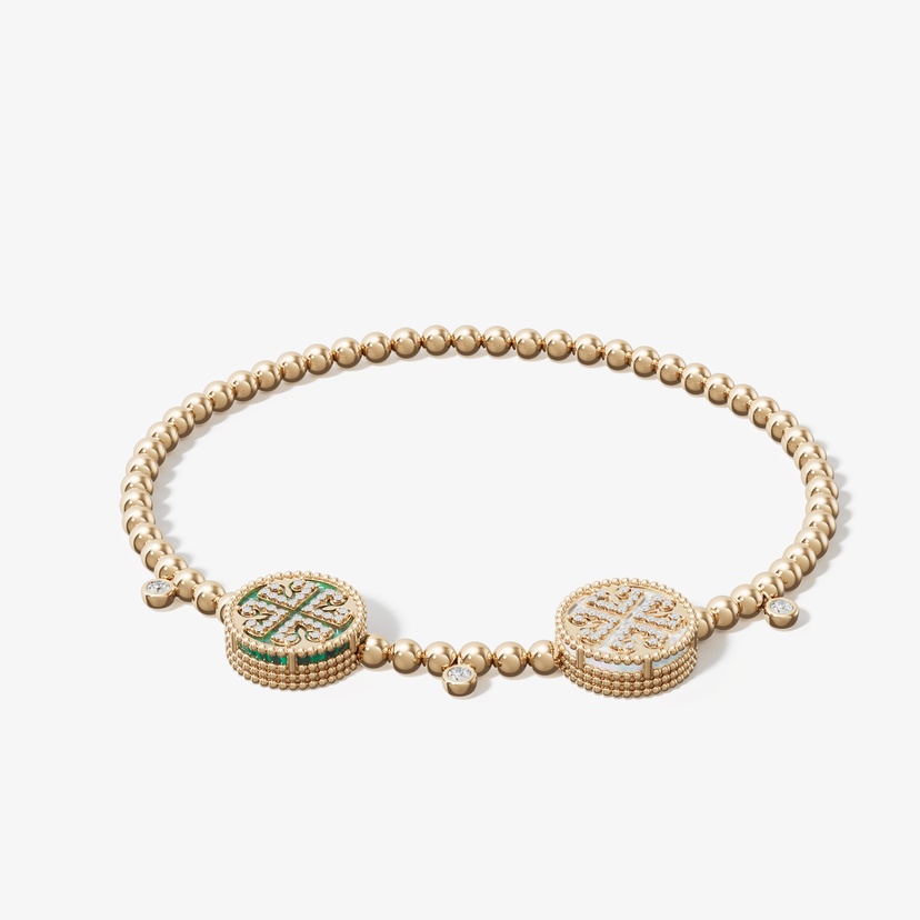 Lace Petite Malachite White Mother Of Pearl Flexible Bracelet