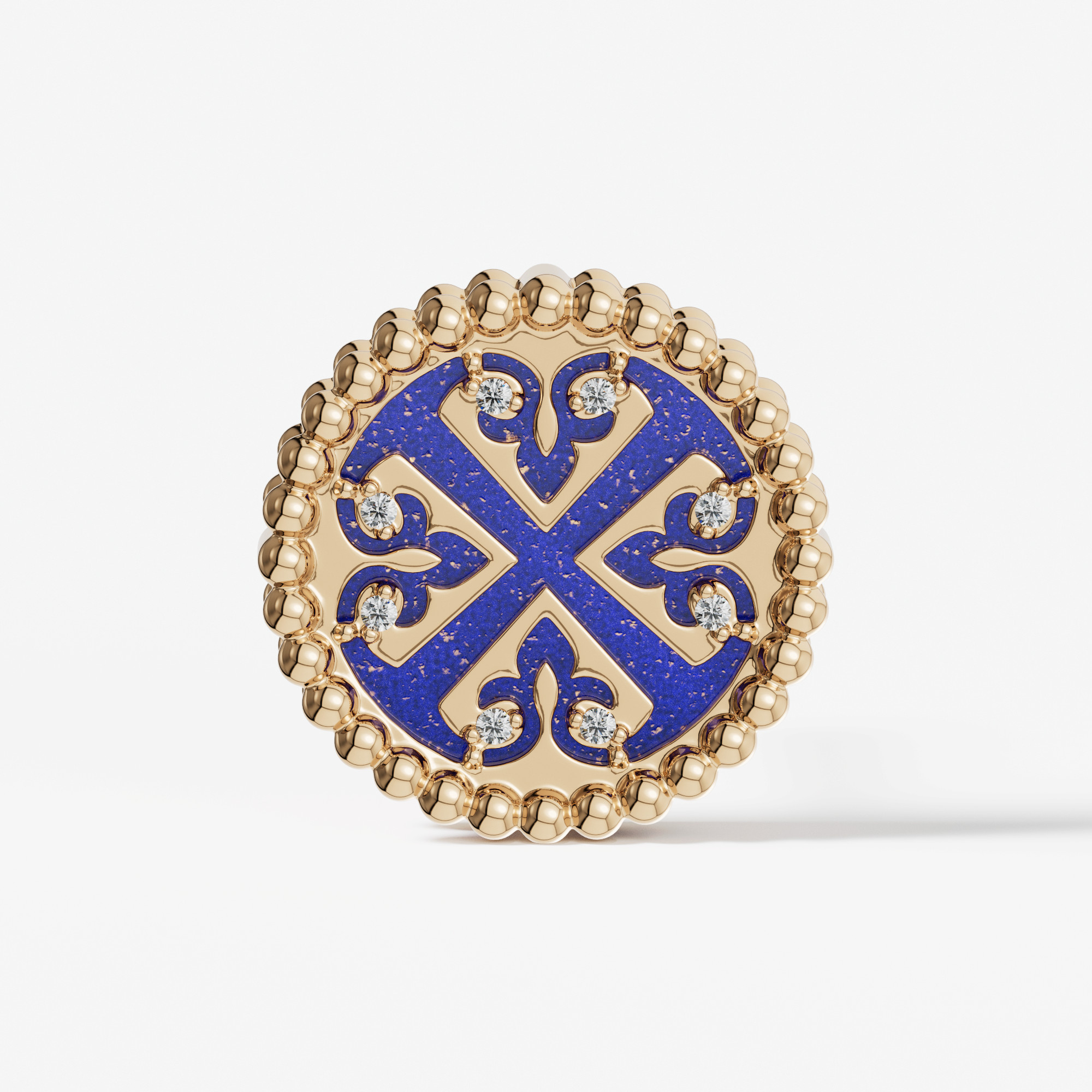 Lace Petite Yellow Gold Diamond Earrings With Lapis Lazuli