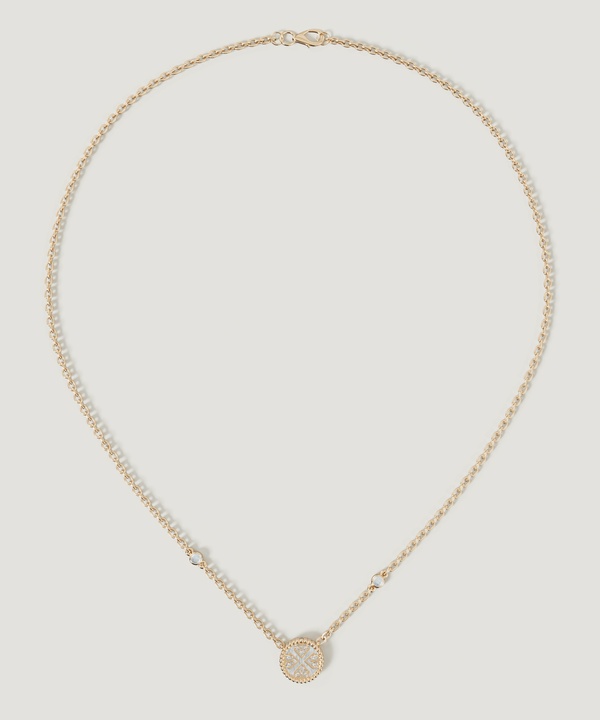 Lace Petite Yellow Gold Diamond Necklace With Mother Of Pearl