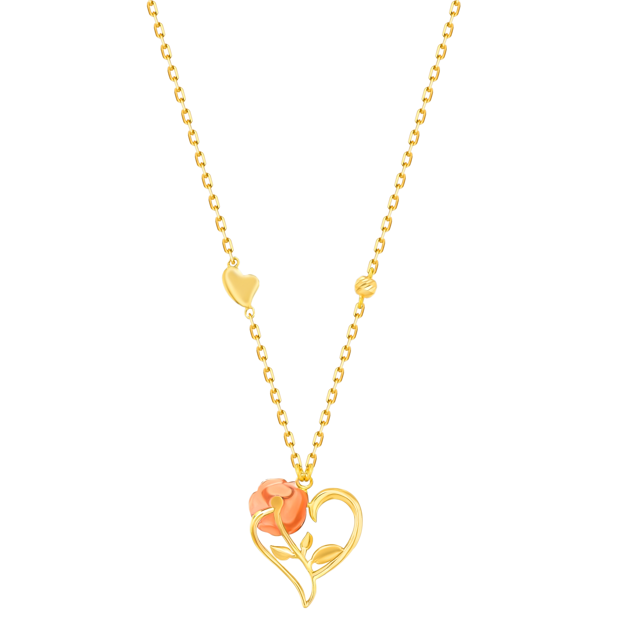 Rose Necklace in 18K Yellow & Rose Gold
